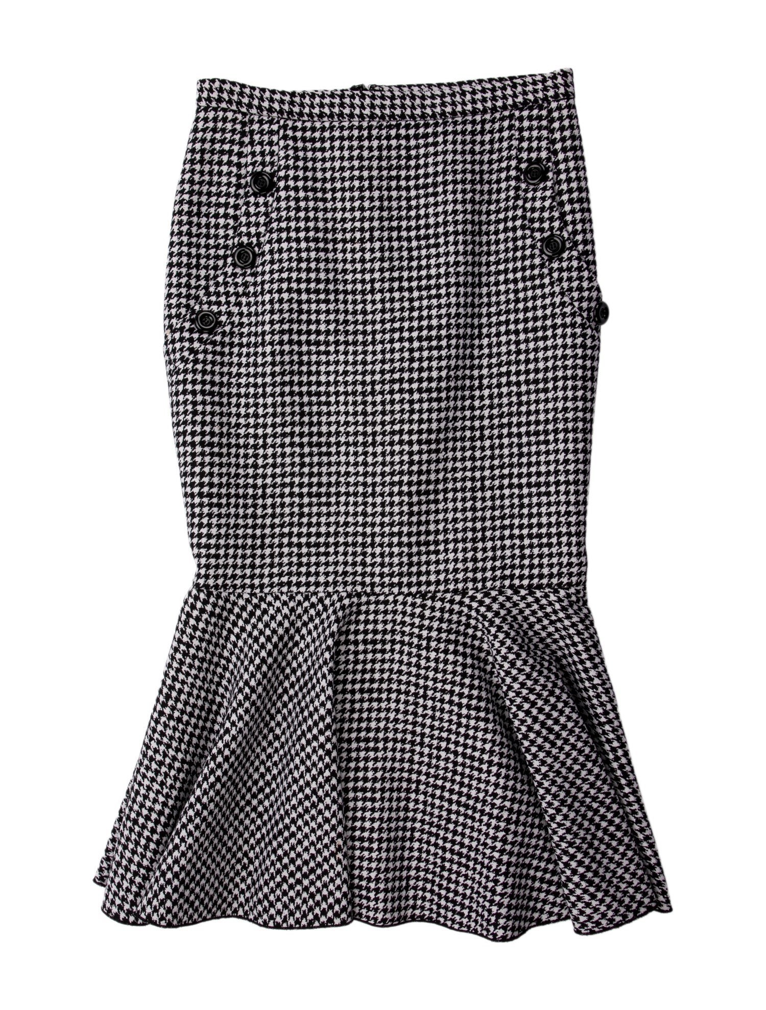Michael Kors Collection Houndstooth Print Midi Length Skirt