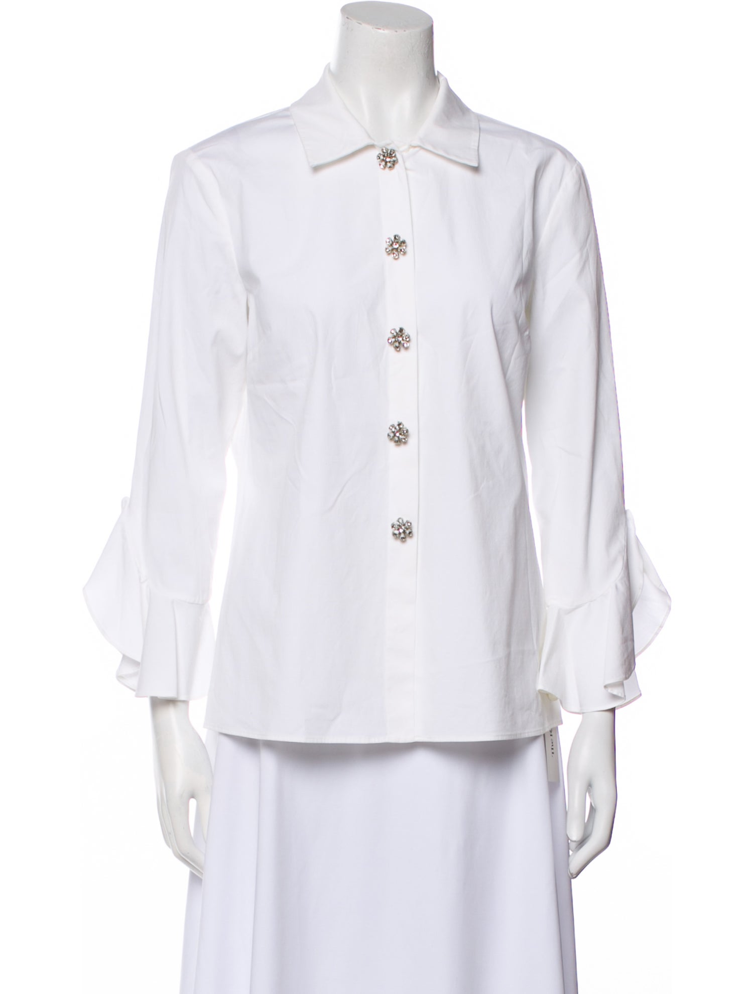 Michael Kors Collection Three-Quarter Sleeve Button-Up Top
