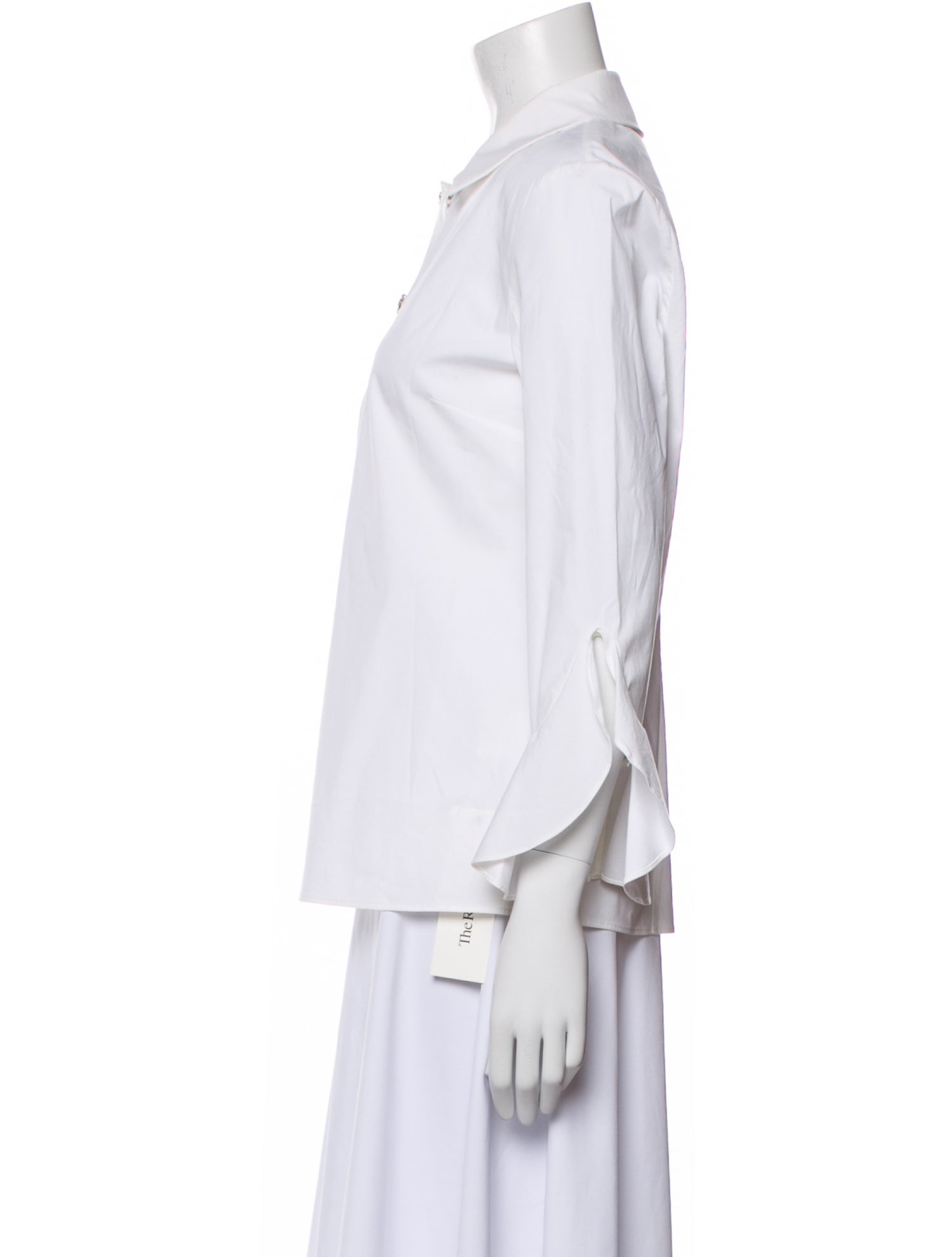 Michael Kors Collection Three-Quarter Sleeve Button-Up Top