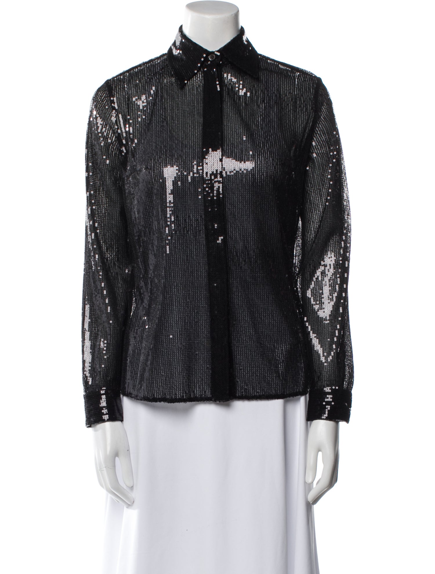 Michael Kors Collection Long Sleeve Button-Up Top