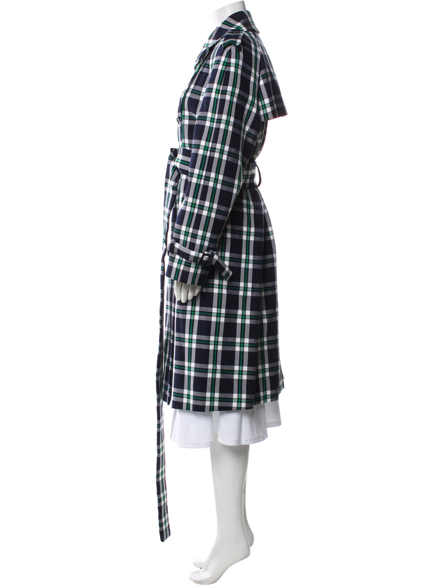 Michael Kors Collection Plaid Print Trench Coat