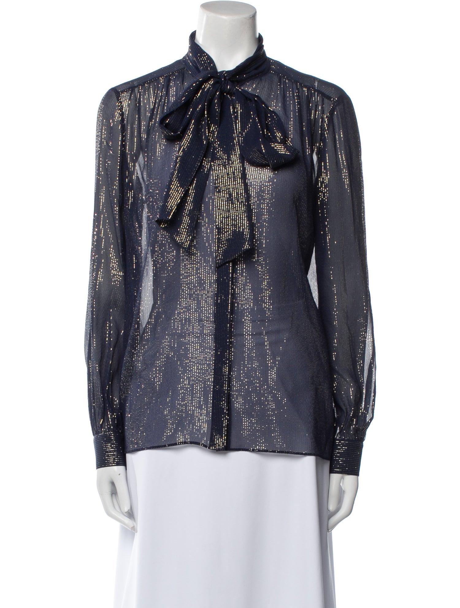 Michael Kors Collection Silk Printed Button-Up Top w/ Tags