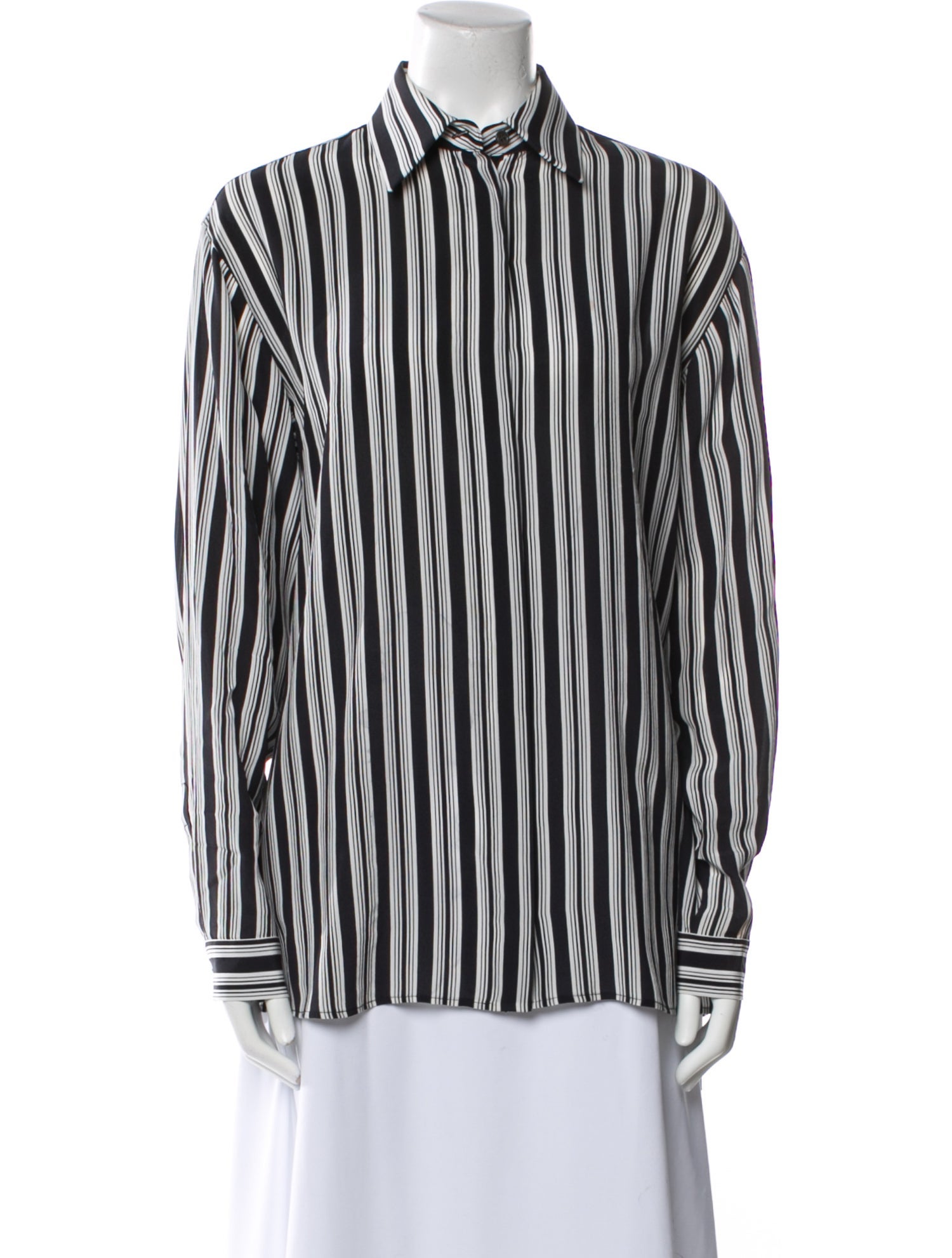 Michael Kors Collection Silk Striped Button-Up Top