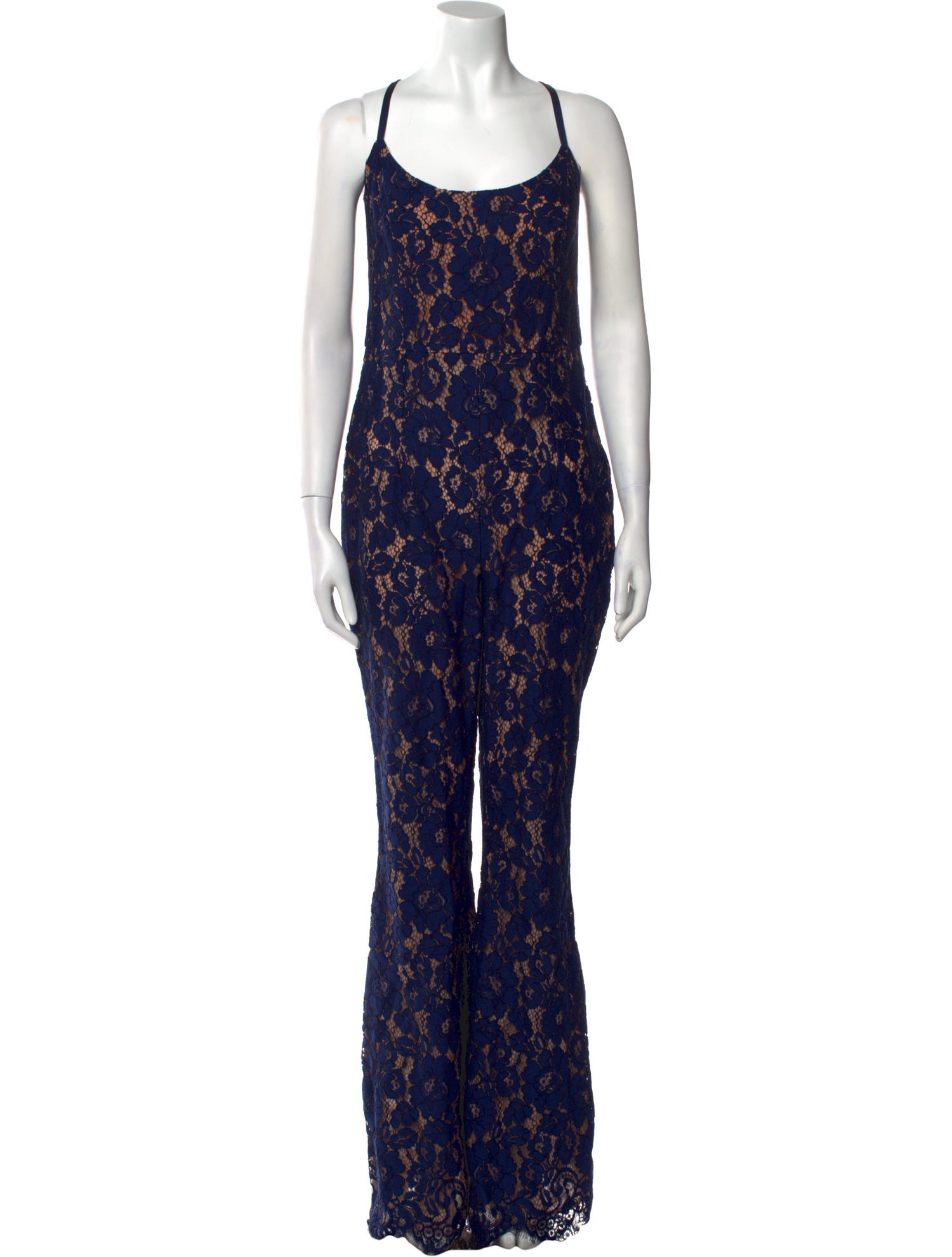 Michael Kors Collection Lace Pattern Scoop Neck Jumpsuit