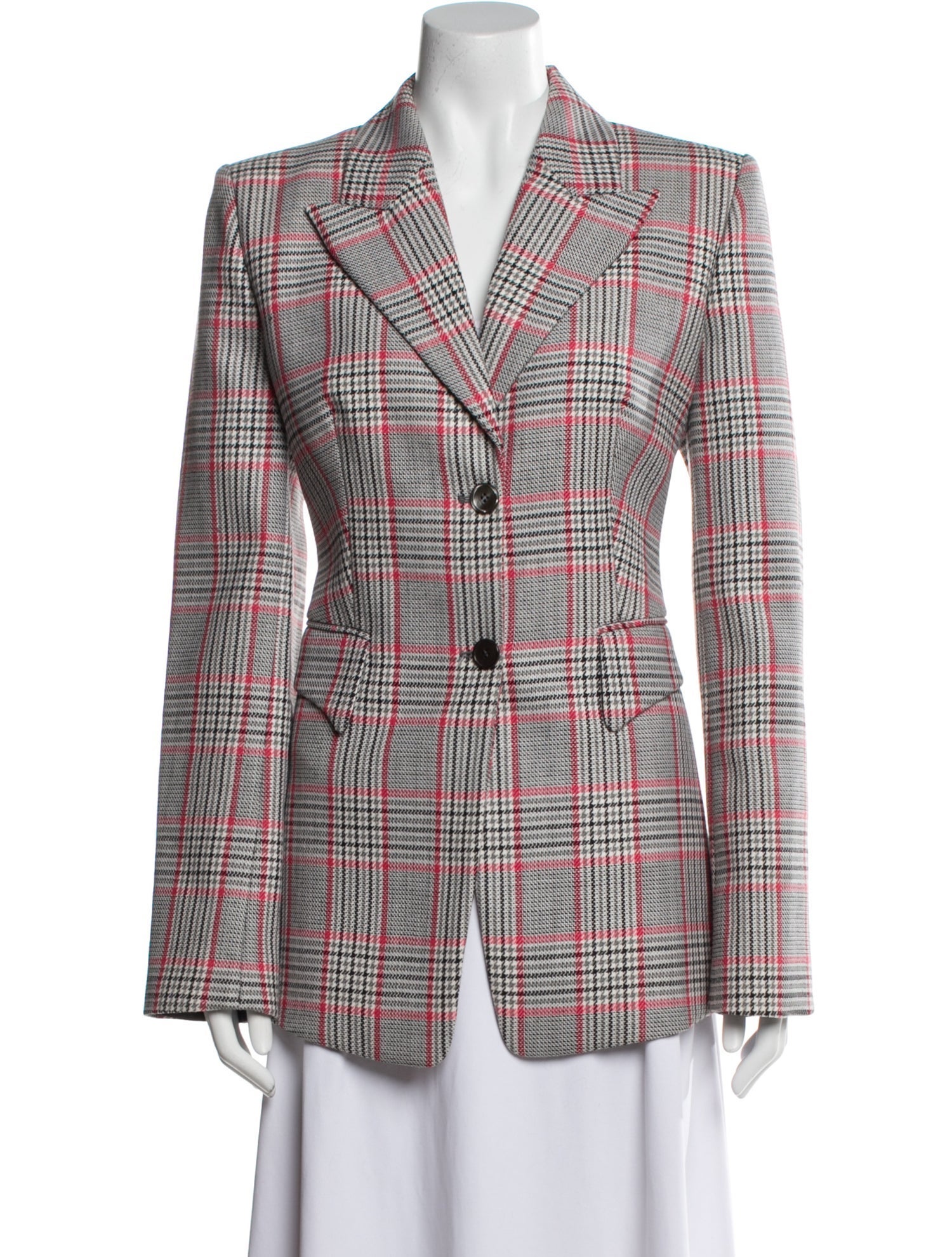 Michael Kors Collection Virgin Wool Plaid Print Blazer