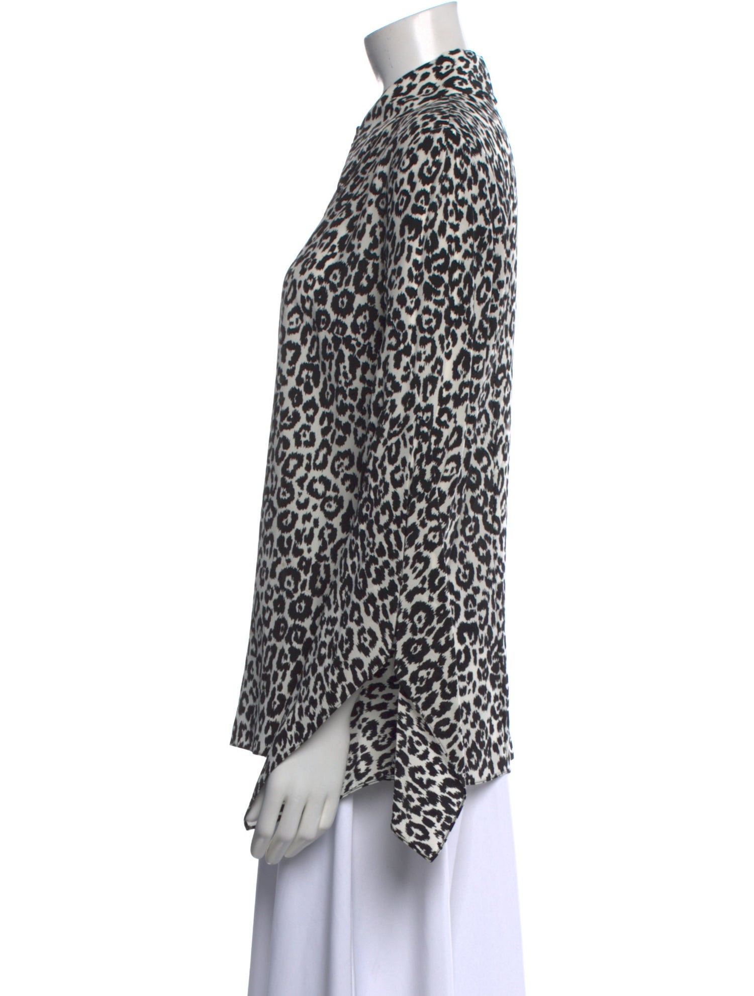 Michael Kors Collection Silk Animal Print Button-Up Top