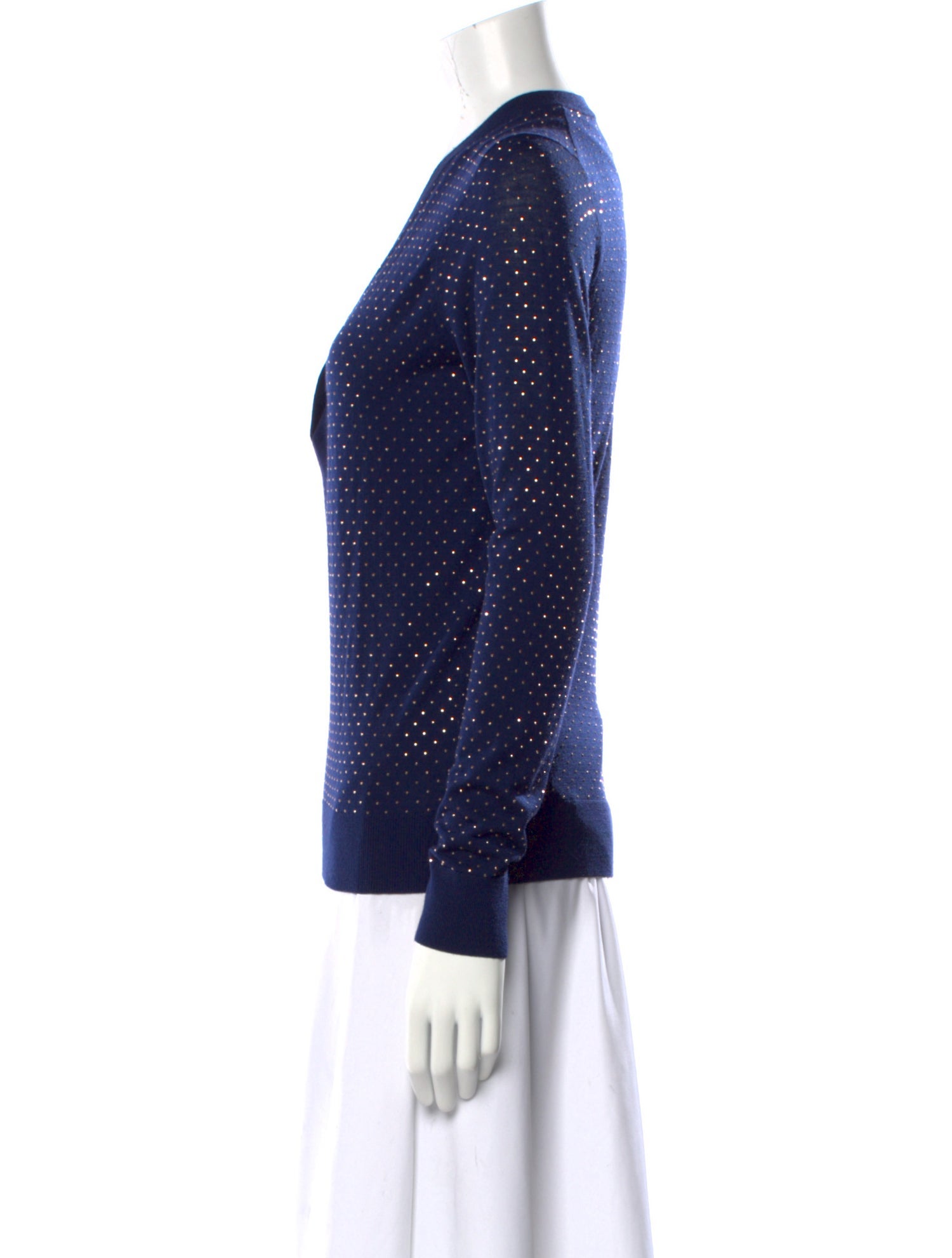 Michael Kors Collection Merino Wool Polka Dot Print Top