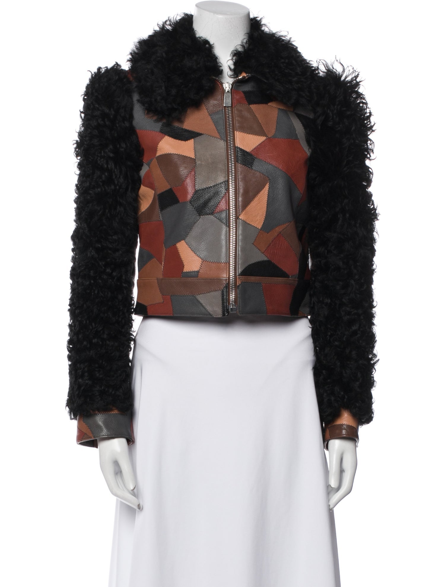 Michael Kors Collection Goat Leather Printed Biker Jacket
