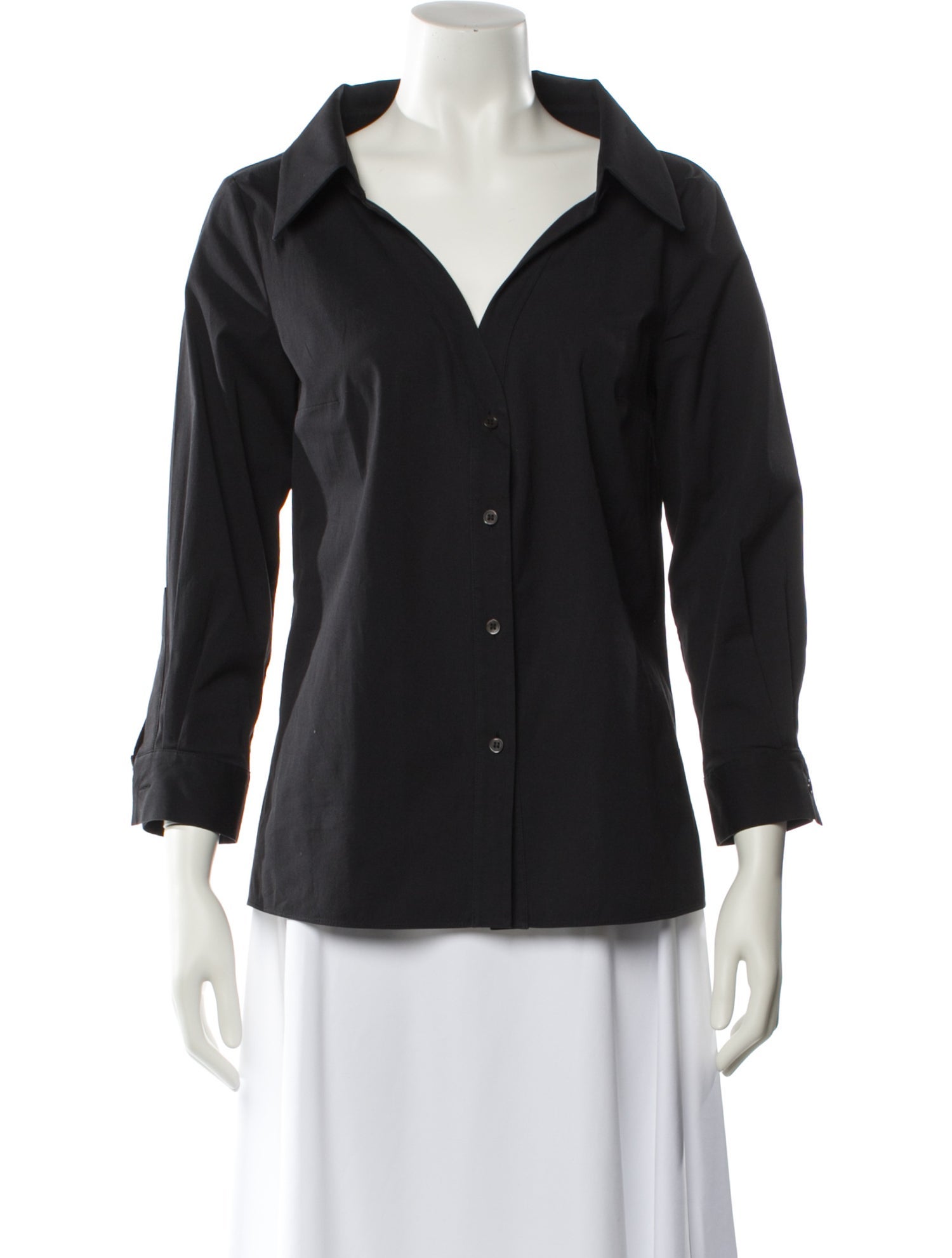 Michael Kors Collection Three-Quarter Sleeve Button-Up Top