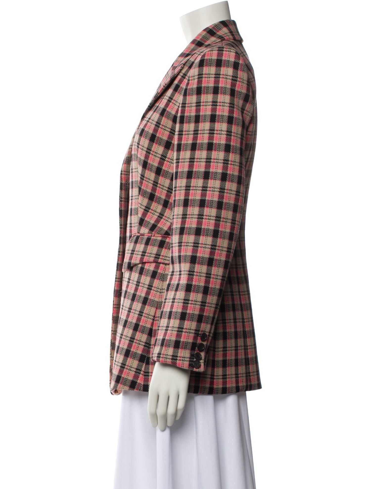 Michael Kors Collection Virgin Wool Plaid Print Blazer