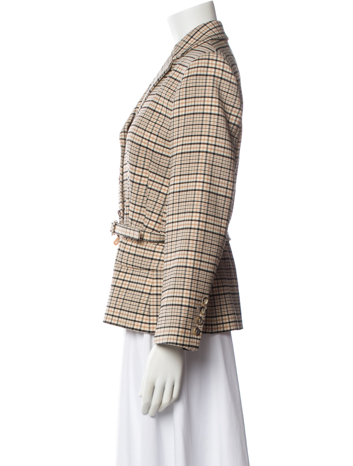 Michael Kors Collection Virgin Wool Plaid Print Blazer