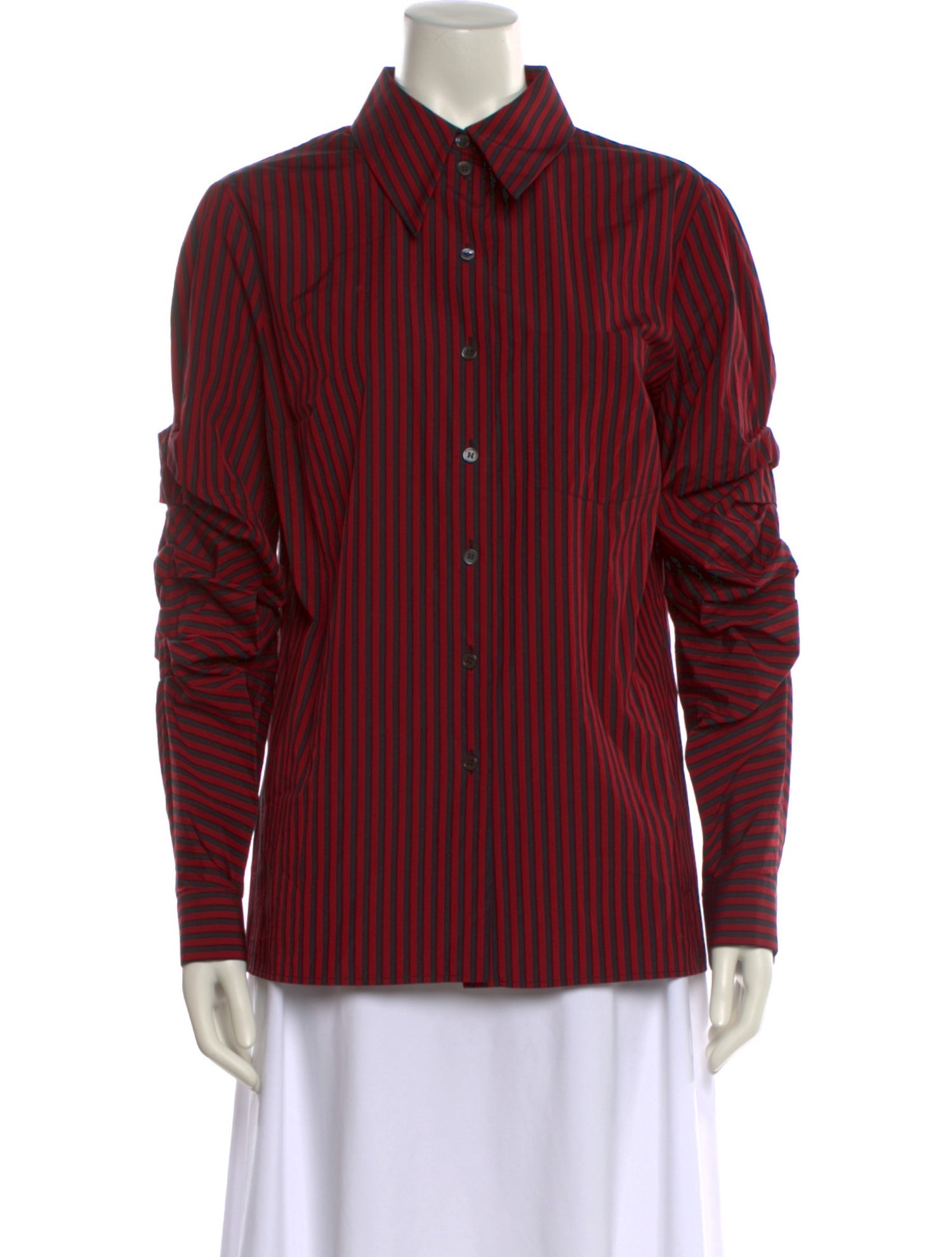 Michael Kors Collection Striped Long Sleeve Button-Up Top