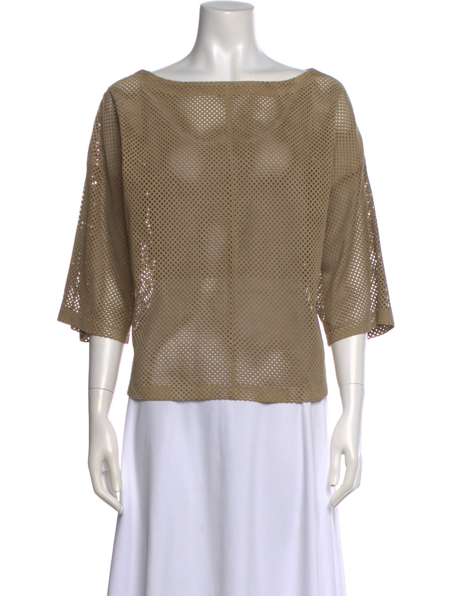 Michael Kors Collection Scoop Neck Three-Quarter Sleeve Top