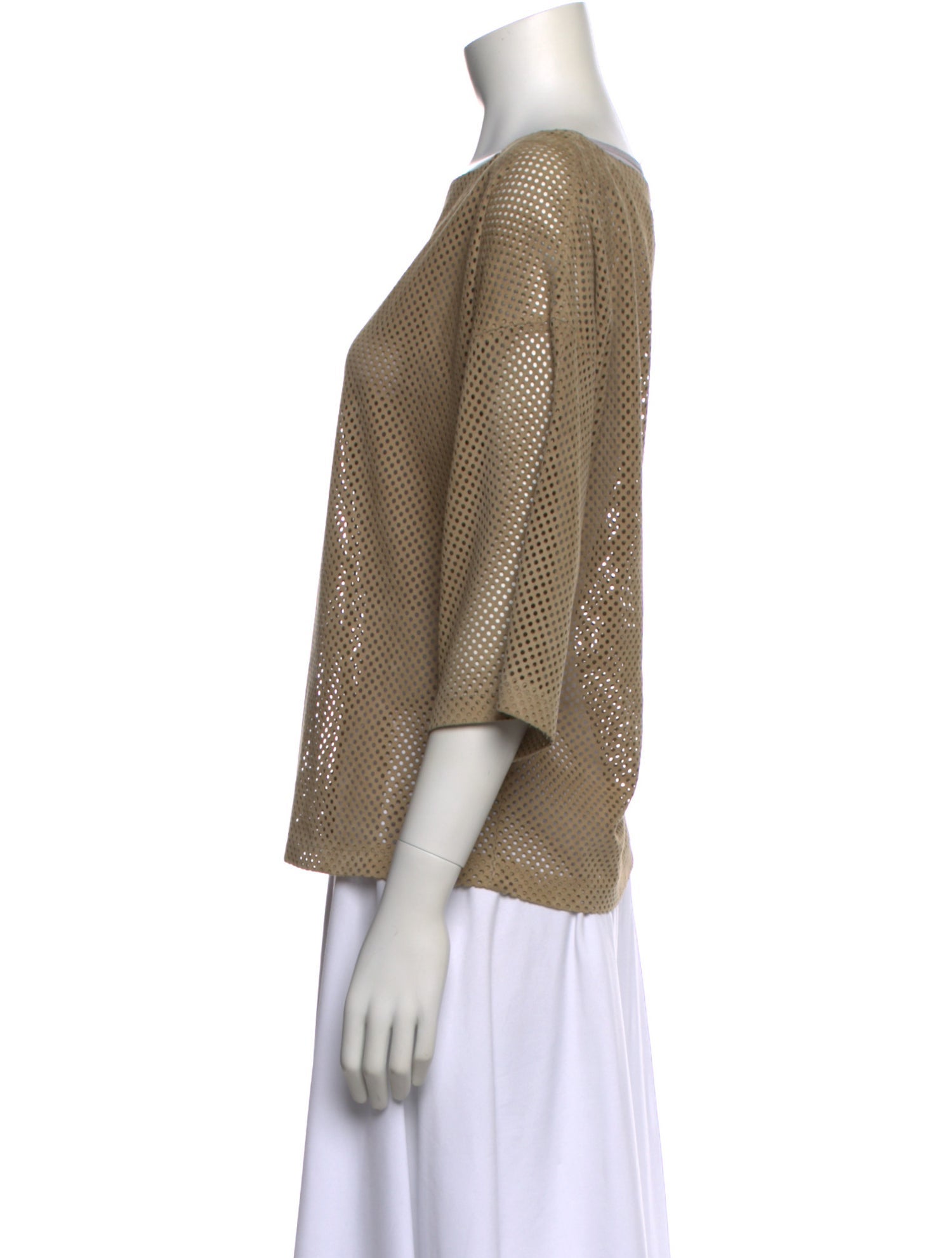 Michael Kors Collection Scoop Neck Three-Quarter Sleeve Top