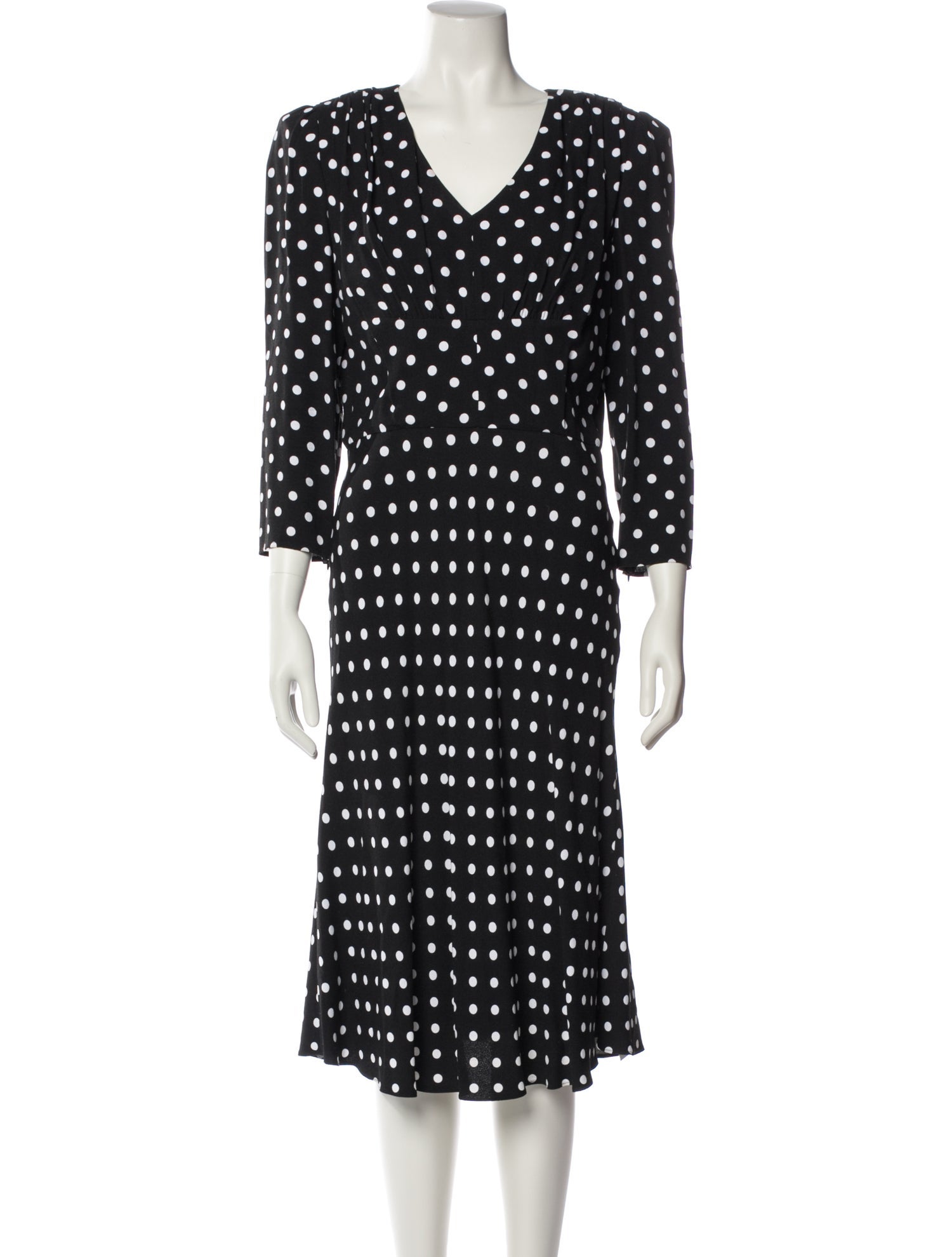 Michael Kors Collection Polka Dot Print Midi Length Dress