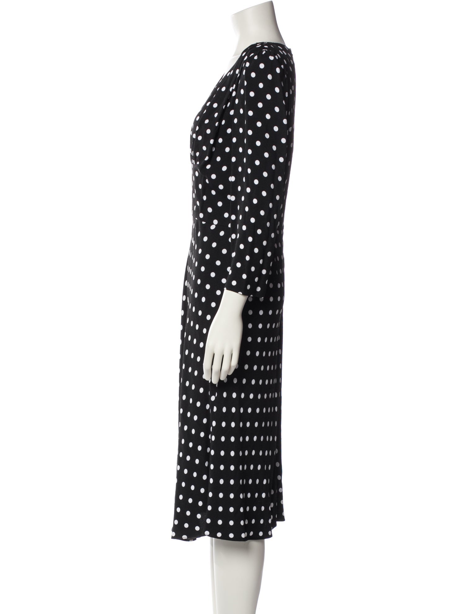 Michael Kors Collection Polka Dot Print Midi Length Dress