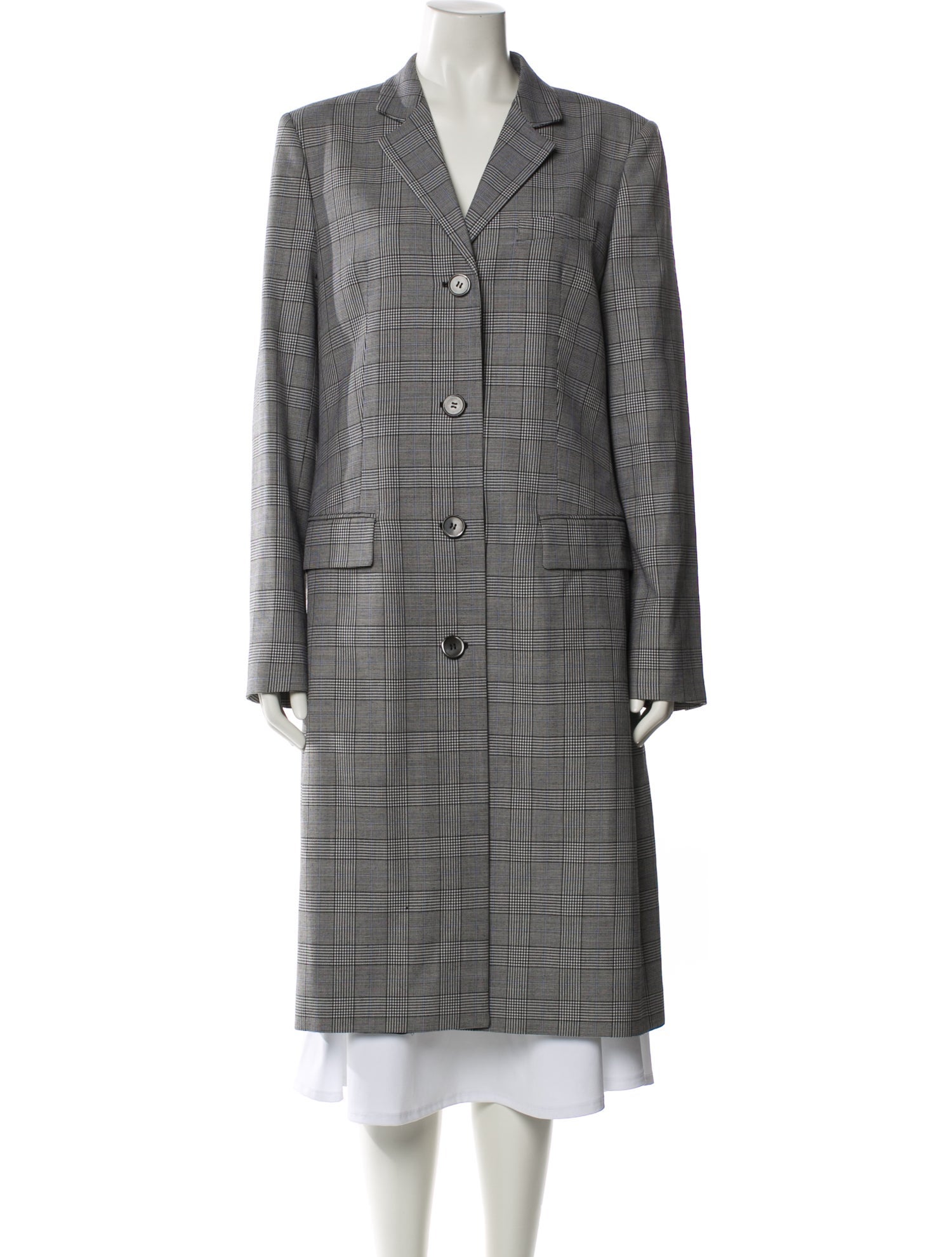 Michael Kors Collection Wool Plaid Print Coat