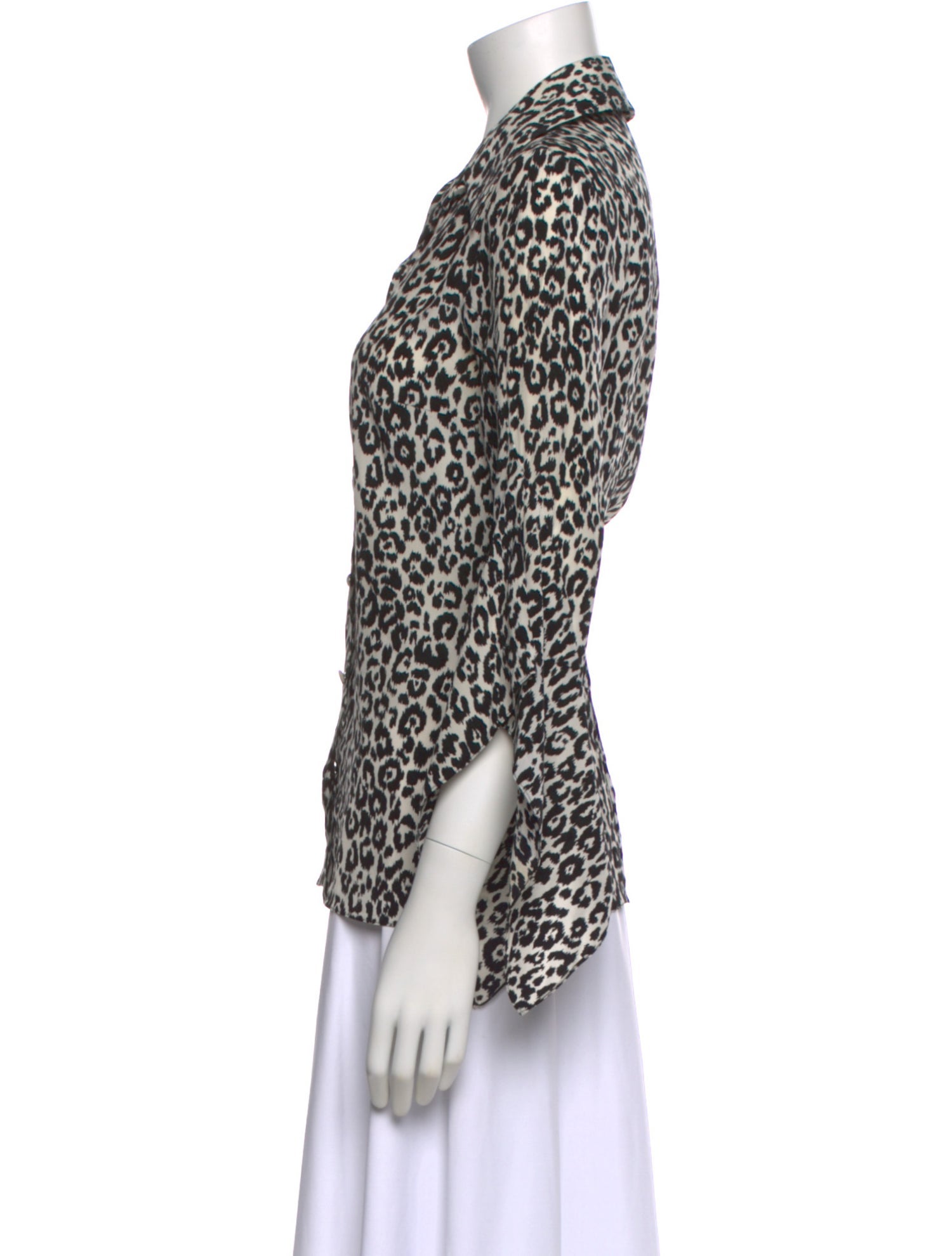 Michael Kors Collection Silk Animal Print Button-Up Top