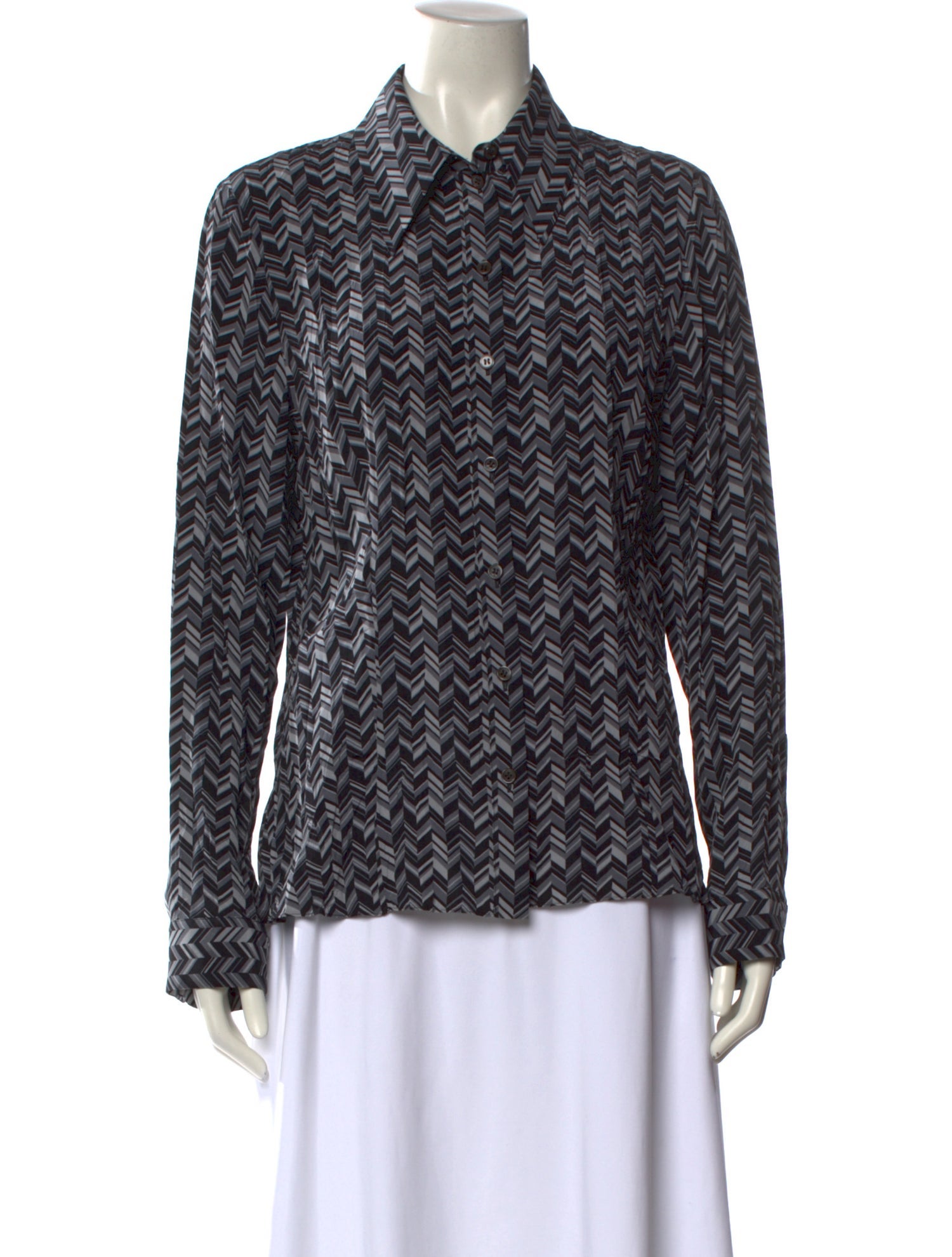 Michael Kors Collection Silk Printed Button-Up Top