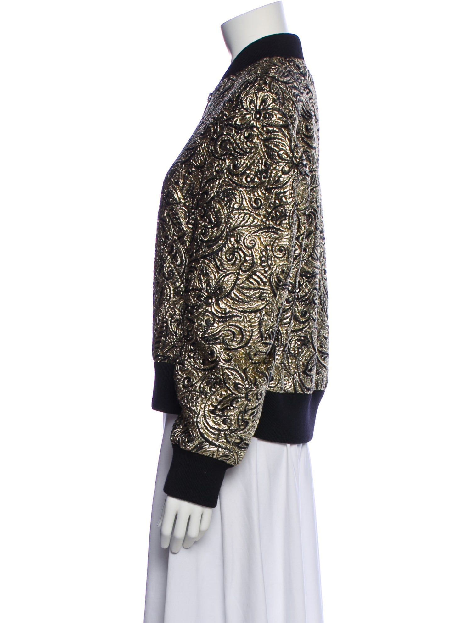 Michael Kors Collection Colorblock Pattern Bomber Jacket