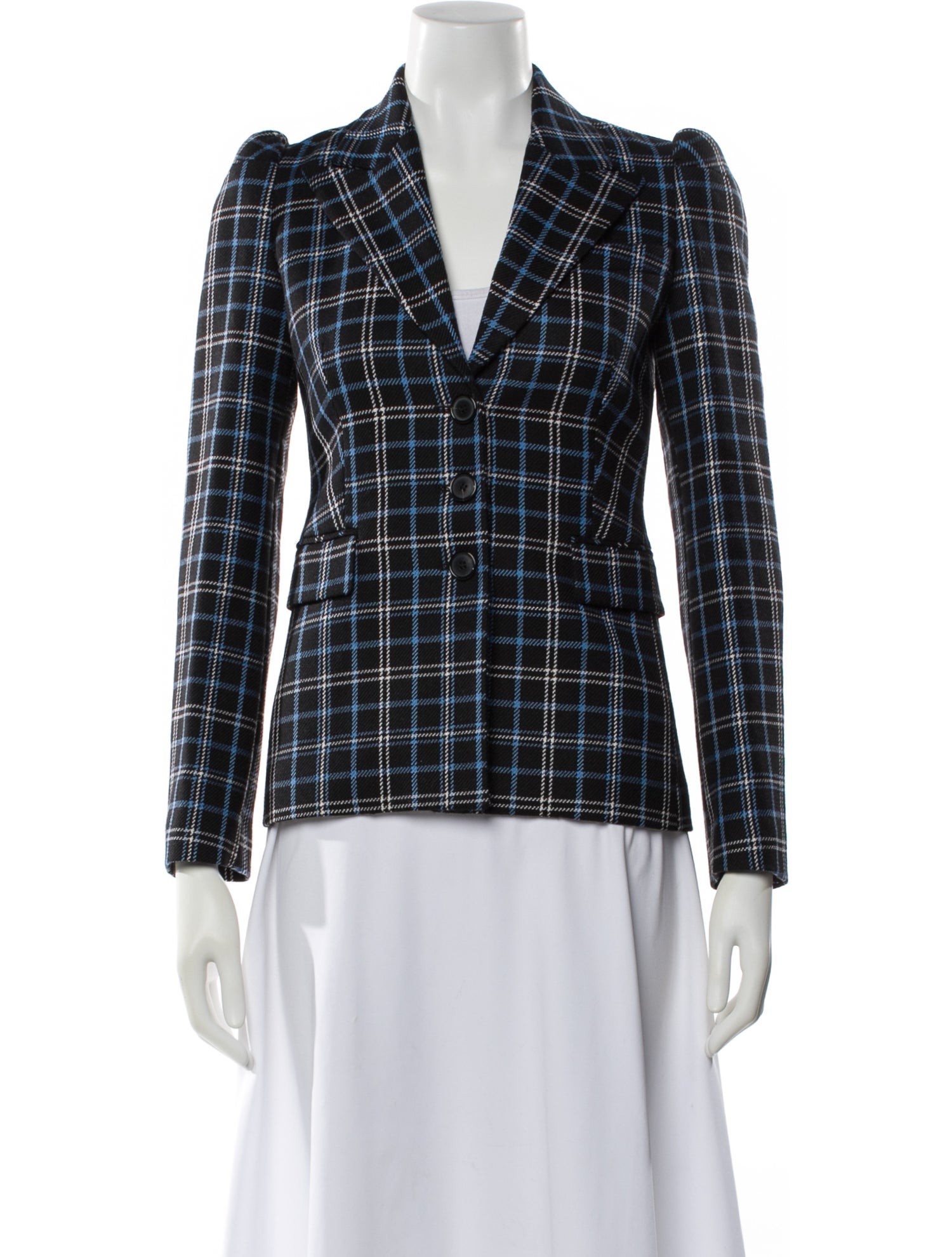Michael Kors Collection Virgin Wool Plaid Print Blazer