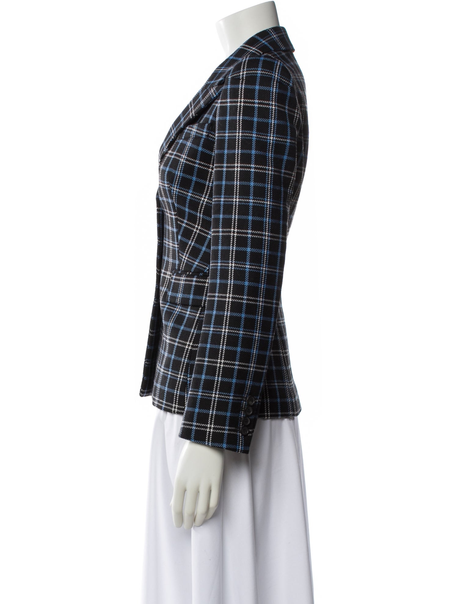 Michael Kors Collection Virgin Wool Plaid Print Blazer