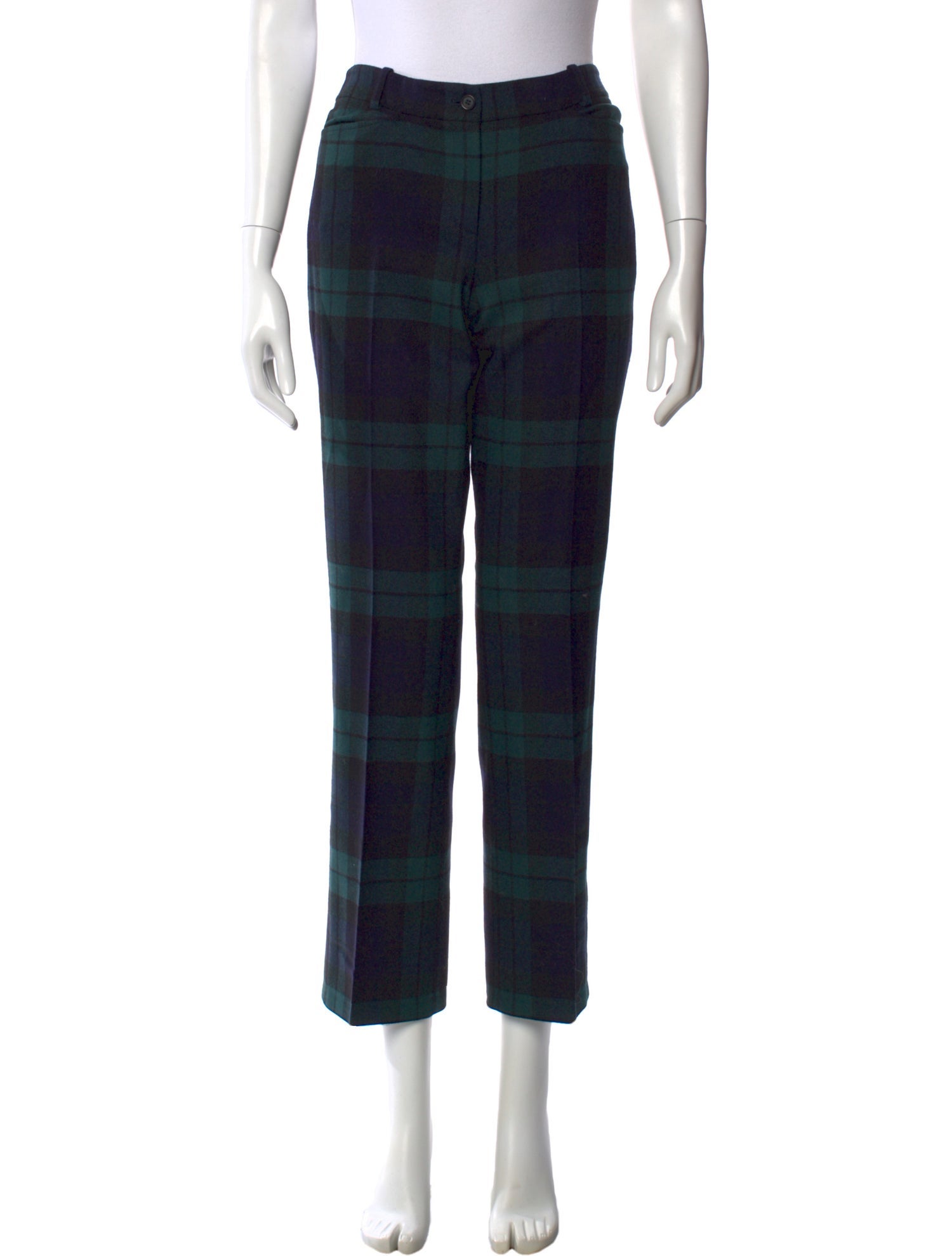 Michael Kors Collection Plaid Print Straight Leg Pants