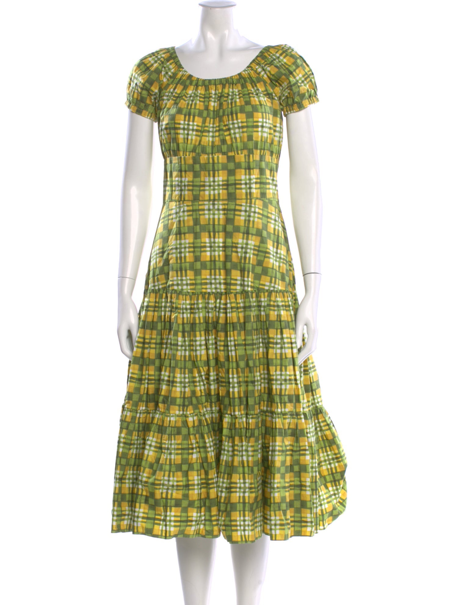Michael Kors Collection Plaid Print Midi Length Dress