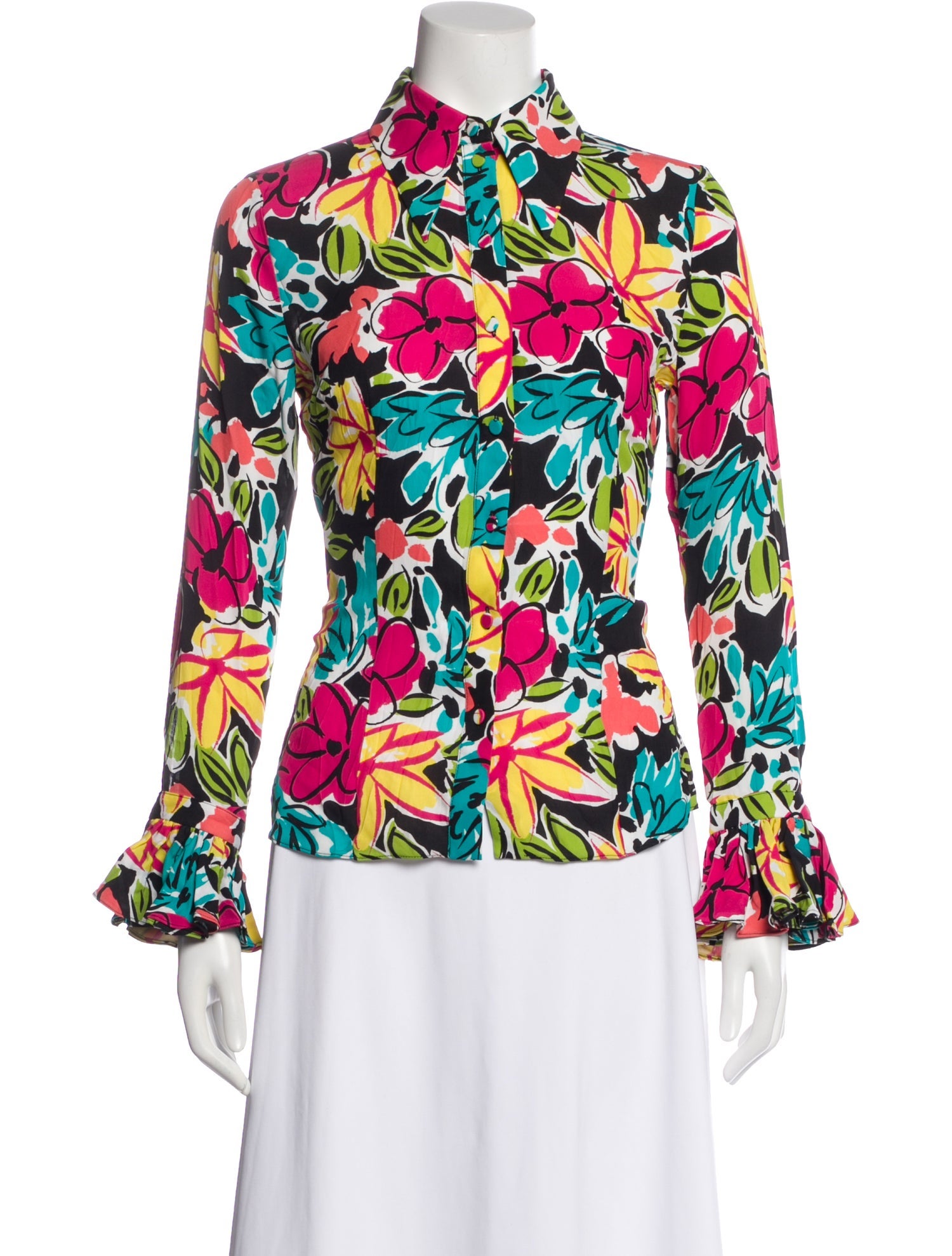 Michael Kors Collection Silk Floral Print Blouse