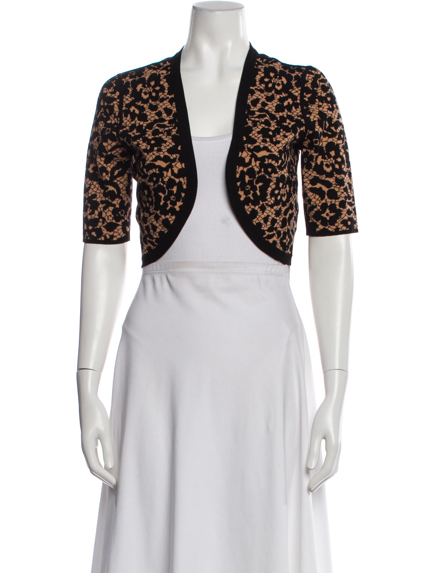 Michael Kors Collection Floral Print Open Front Sweater