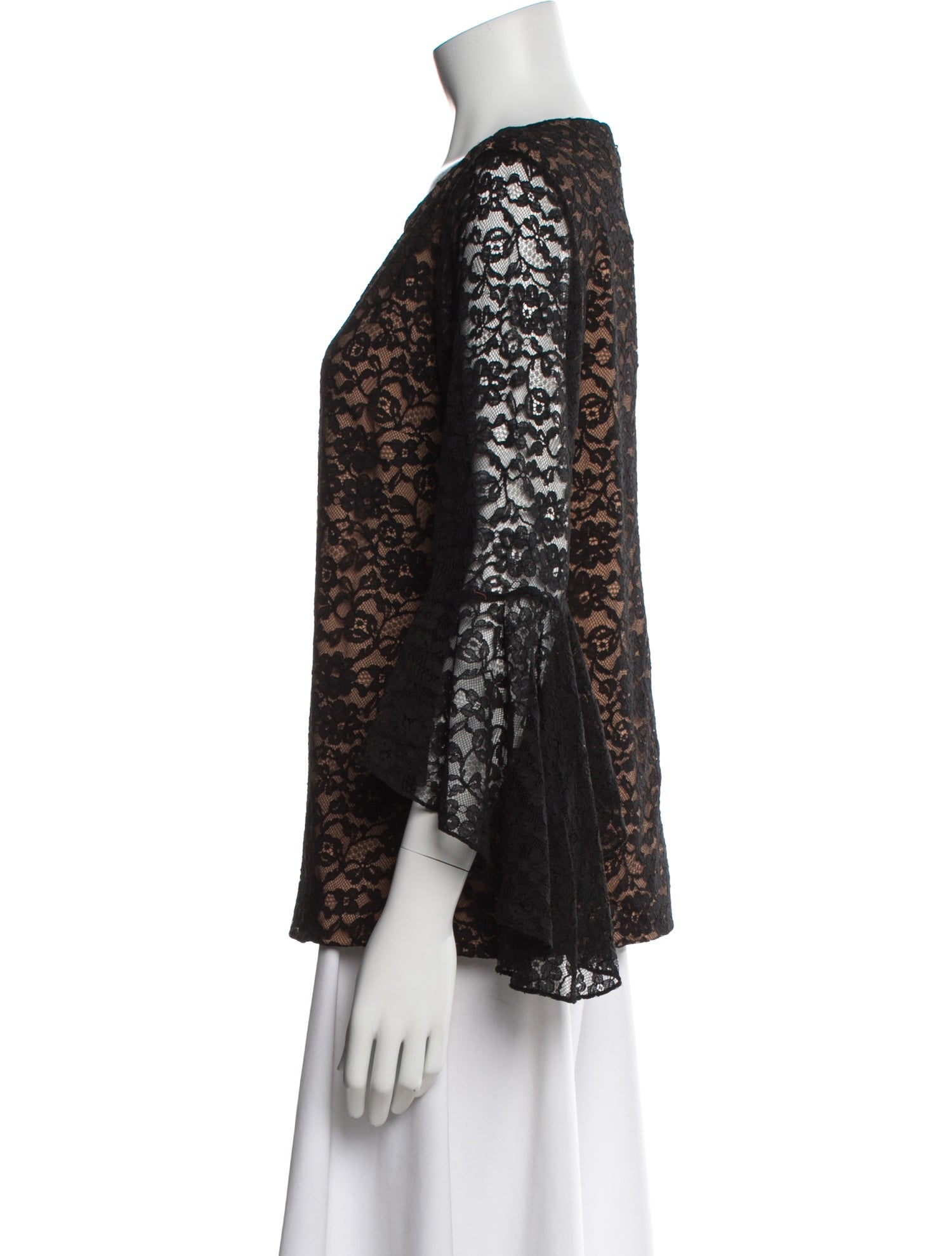 Michael Kors Collection Lace Pattern Crew Neck Blouse