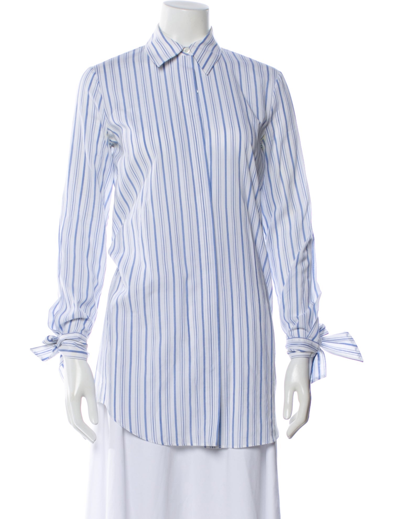 Michael Kors Collection Striped Long Sleeve Button-Up Top