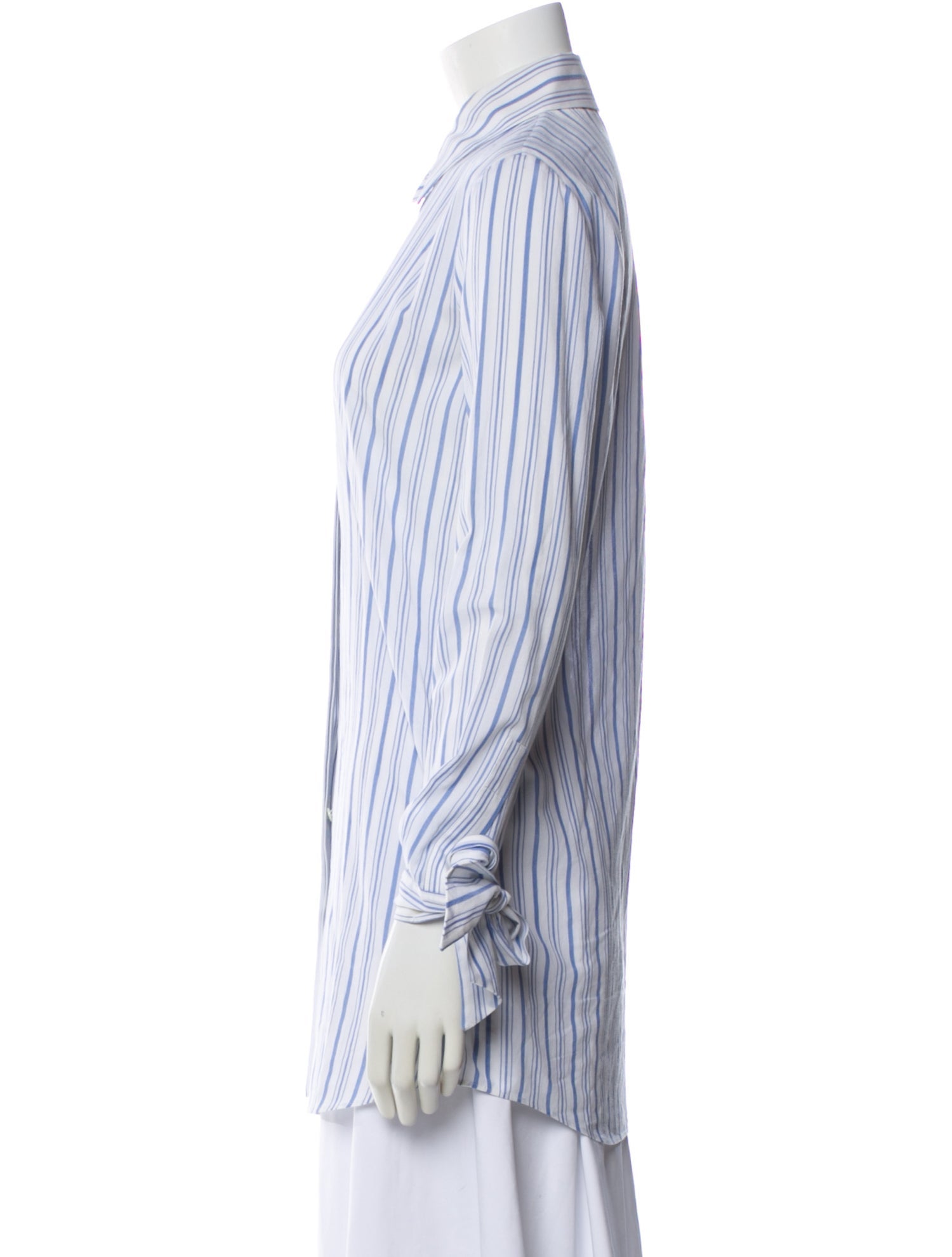 Michael Kors Collection Striped Long Sleeve Button-Up Top