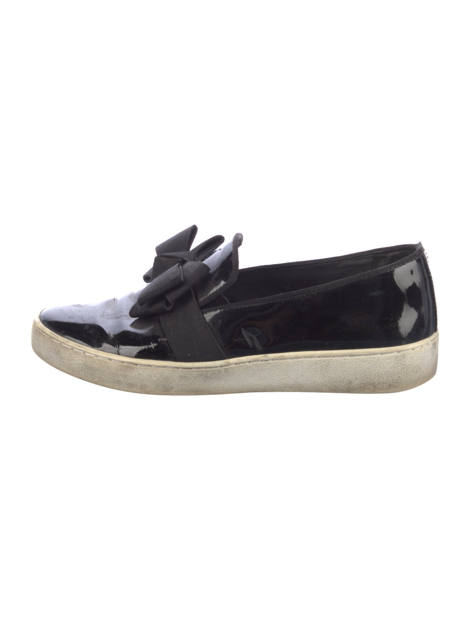 Michael Kors Collection Patent Leather Bow Accents Sneakers