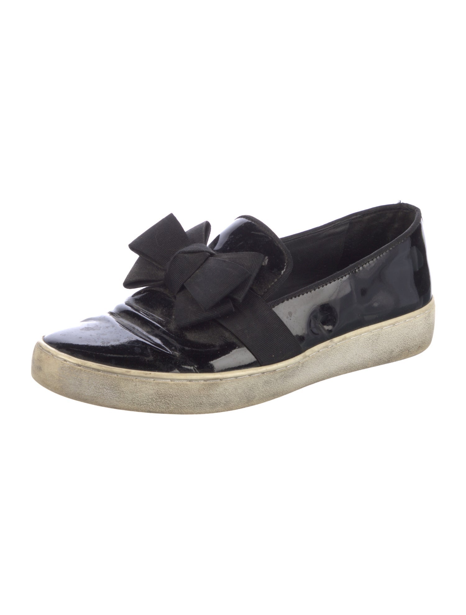 Michael Kors Collection Patent Leather Bow Accents Sneakers