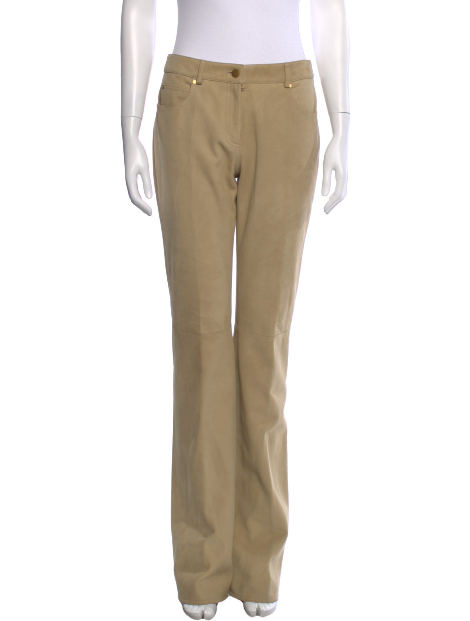 Michael Kors Collection Lamb Leather Straight Leg Pants