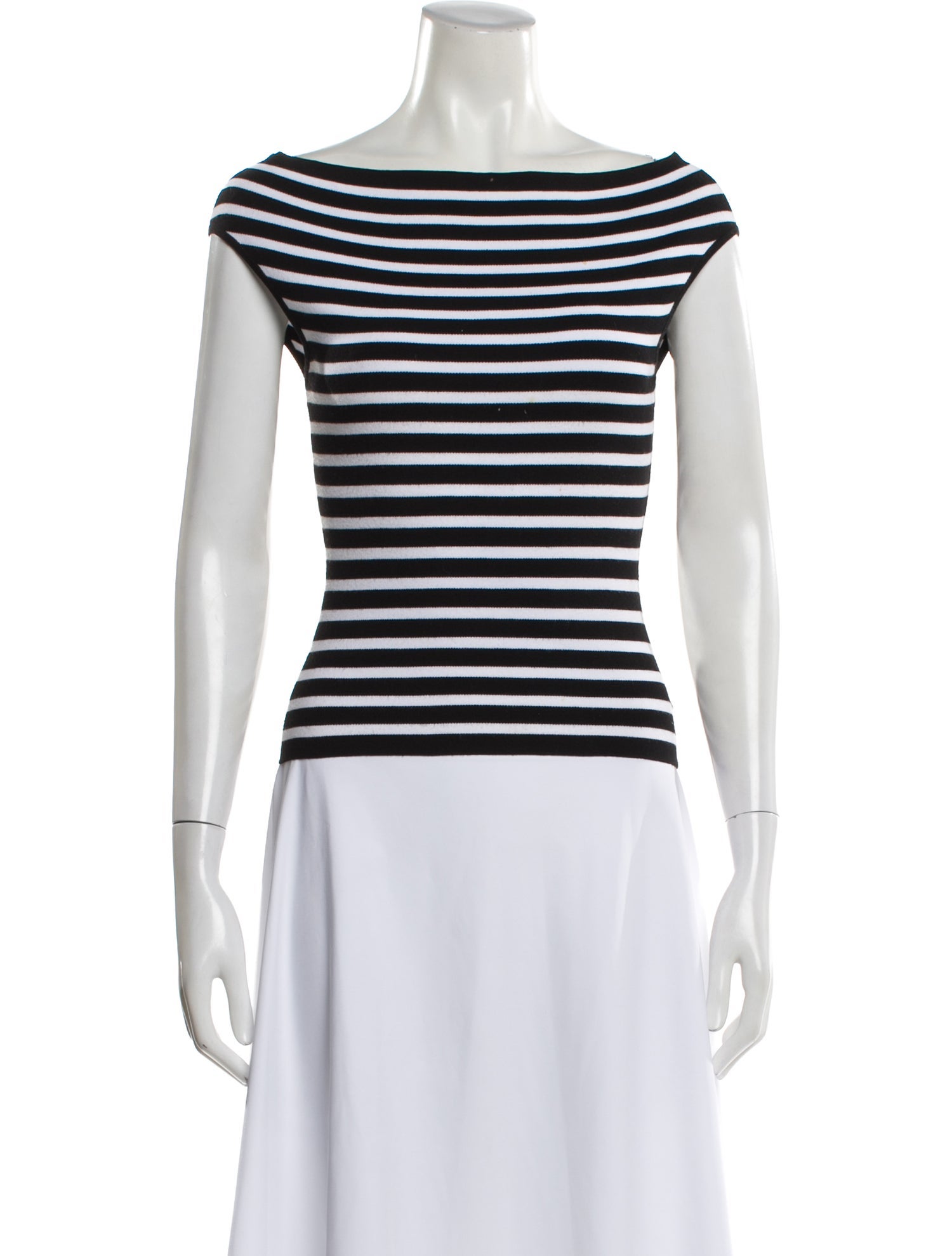 Michael Kors Collection Striped Bateau Neckline Top