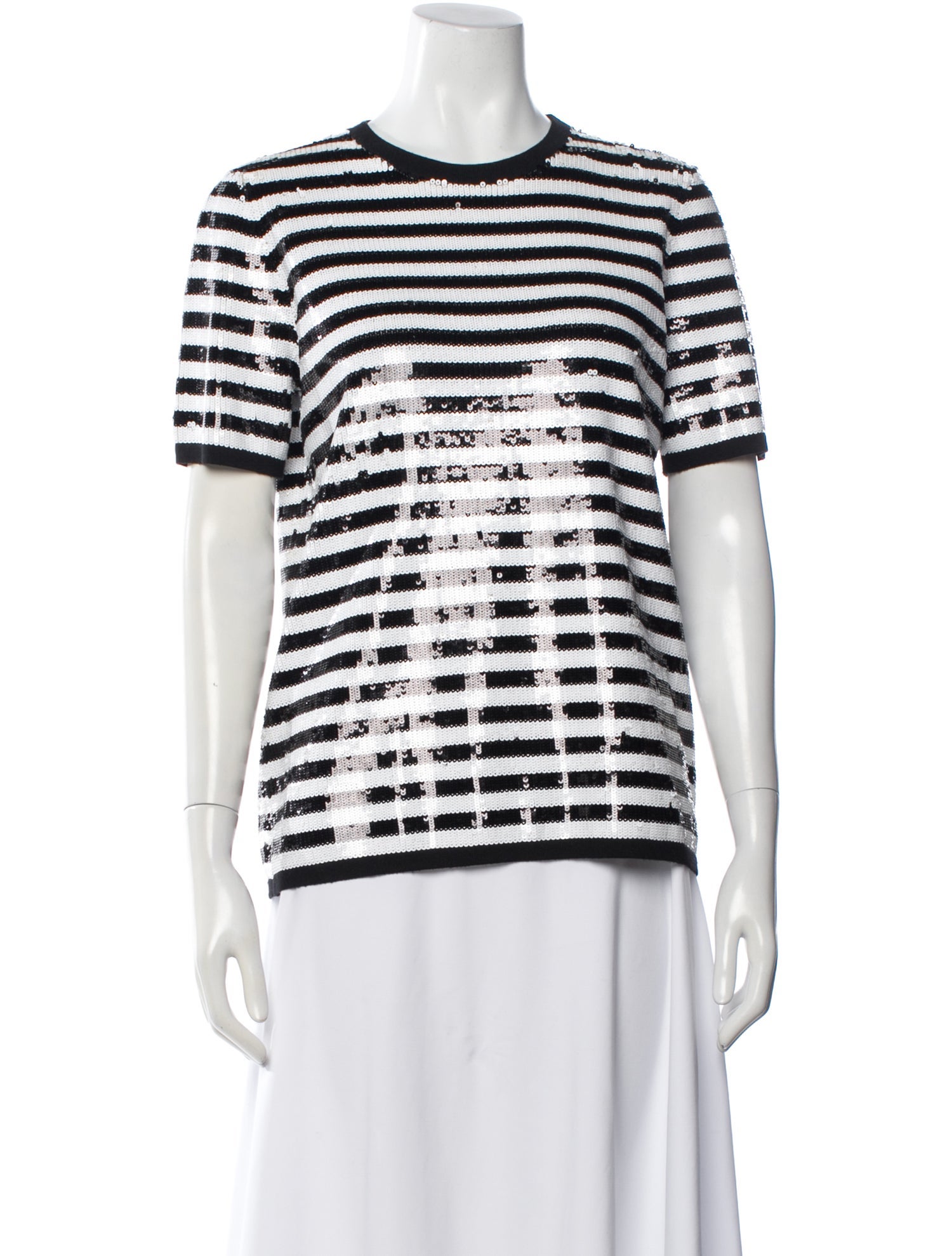 Michael Kors Collection Striped Crew Neck Top
