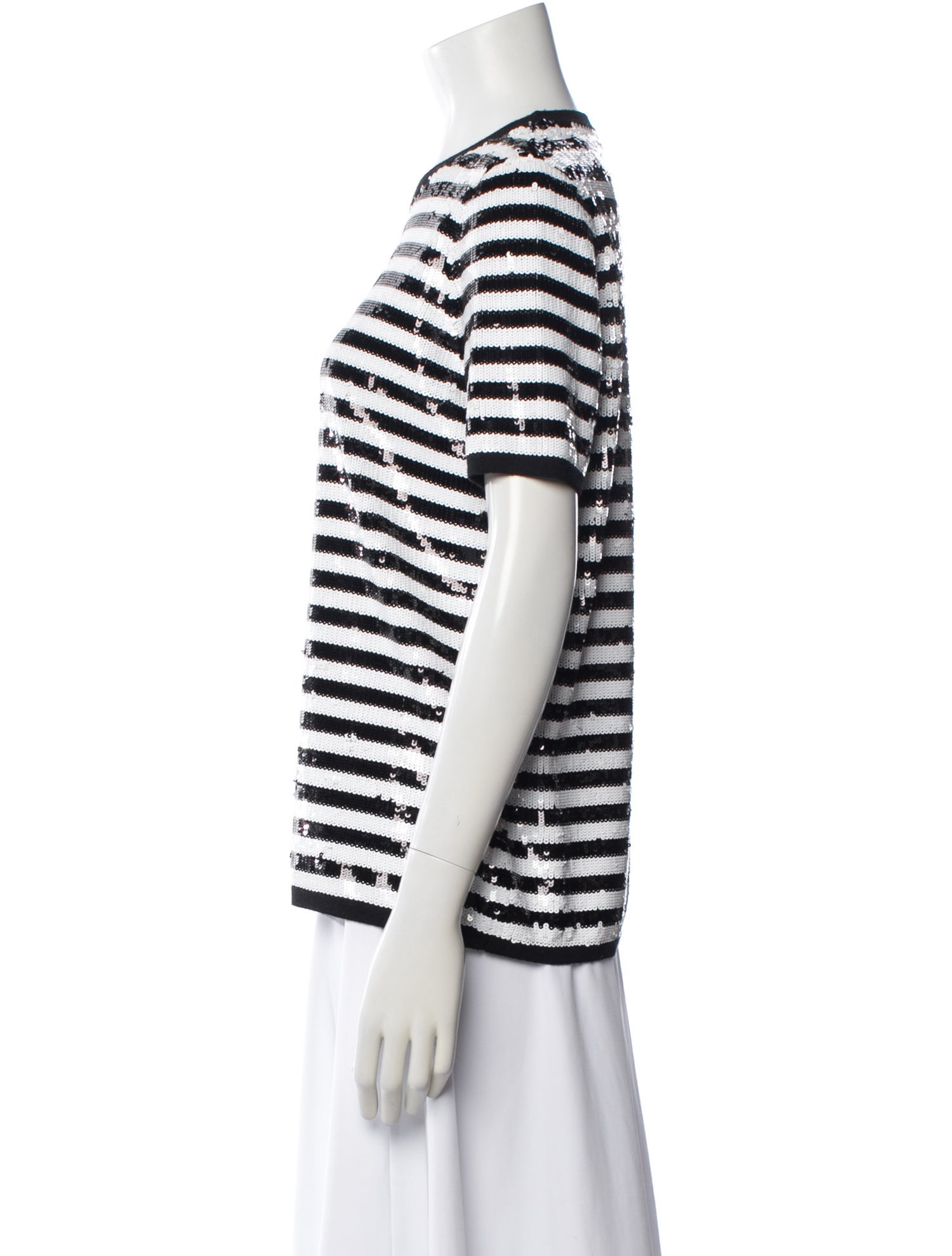Michael Kors Collection Striped Crew Neck Top