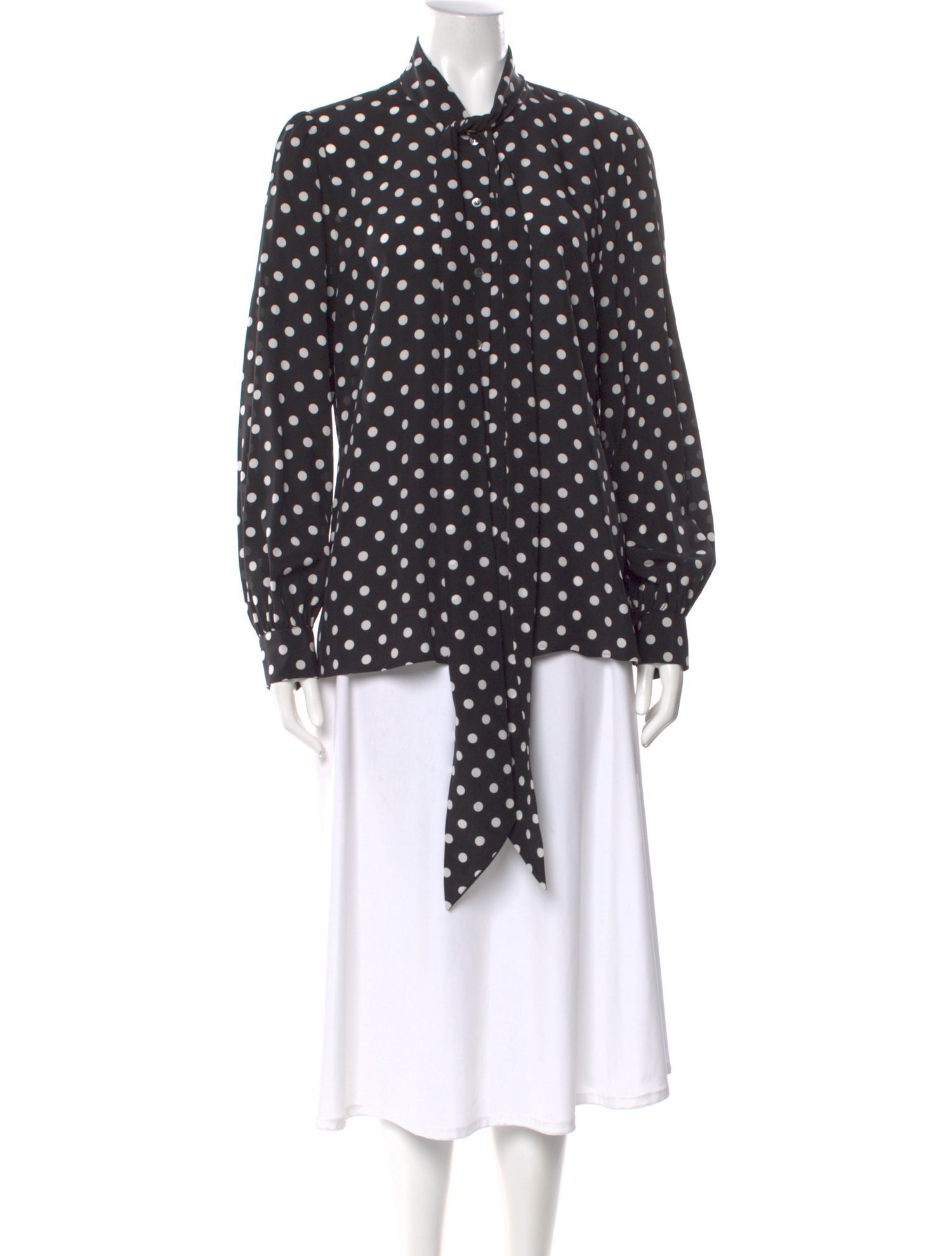 Michael Kors Collection Silk Polka Dot Print Blouse