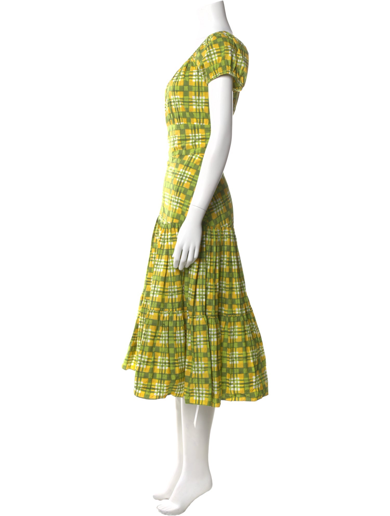 Michael Kors Collection Plaid Print Midi Length Dress