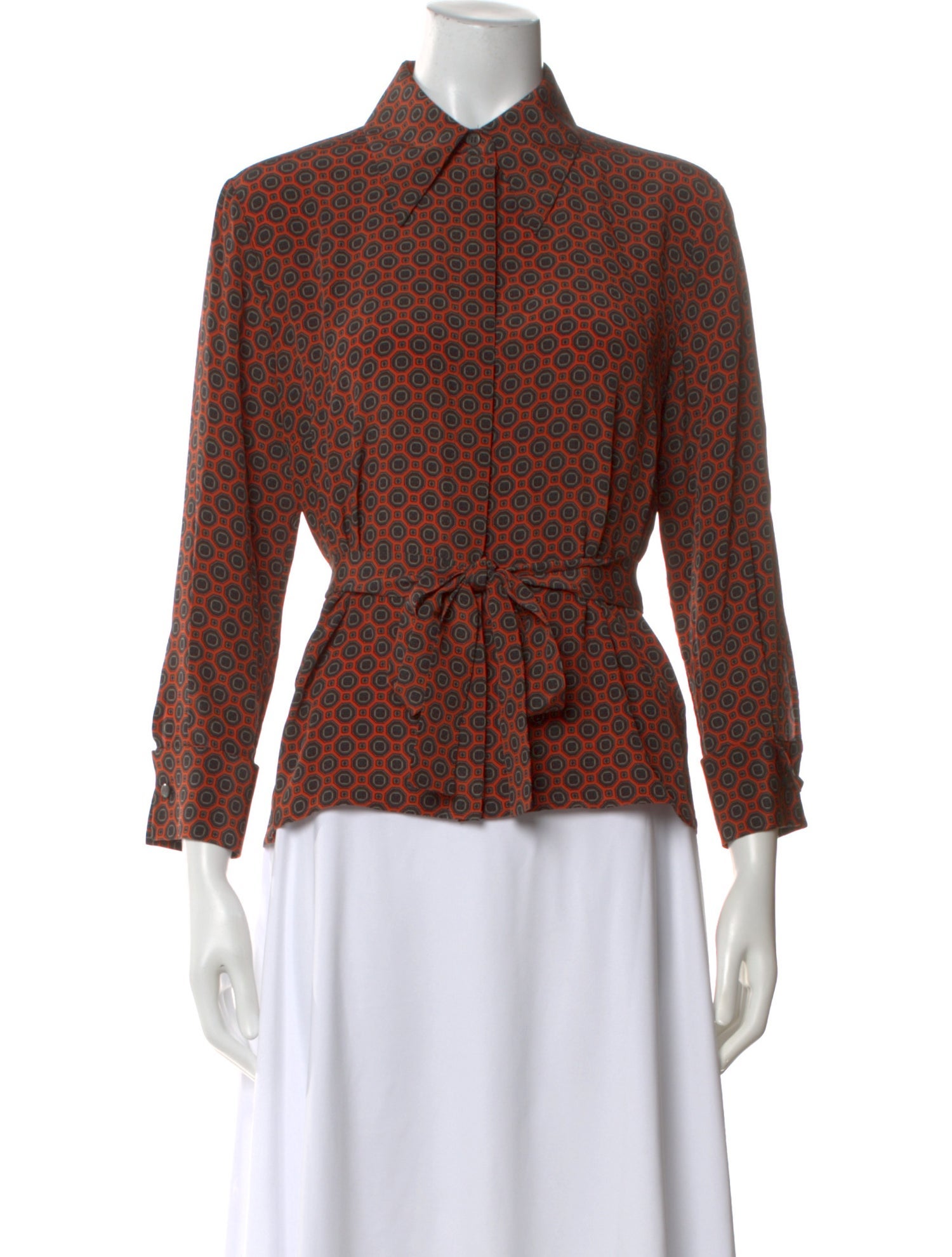 Michael Kors Collection Printed Long Sleeve Blouse