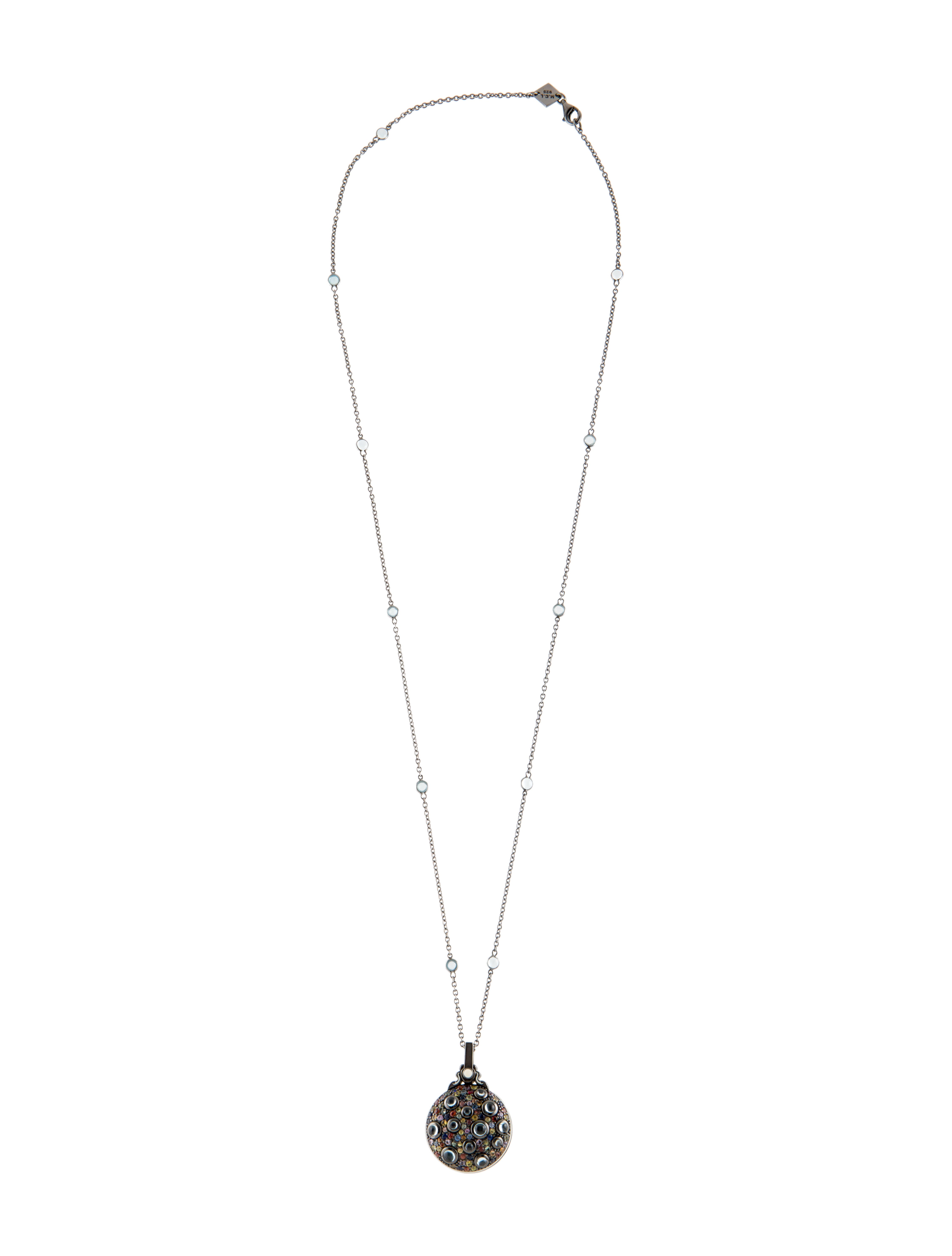 MCL by Matthew Campbell Laurenza Mulitstone Mirror Pendant Necklace
