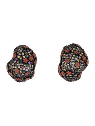 MCL by Matthew Campbell Laurenza Multi-stone Enamel Floral Earclips