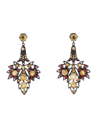 MCL by Matthew Campbell Laurenza Sapphire & Citrine Maple Leaf Drop Earrings