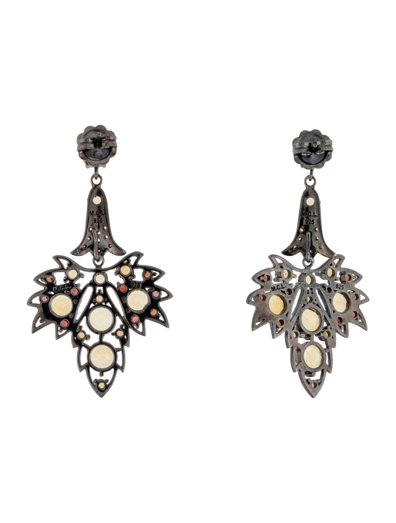 MCL by Matthew Campbell Laurenza Sapphire & Citrine Maple Leaf Drop Earrings