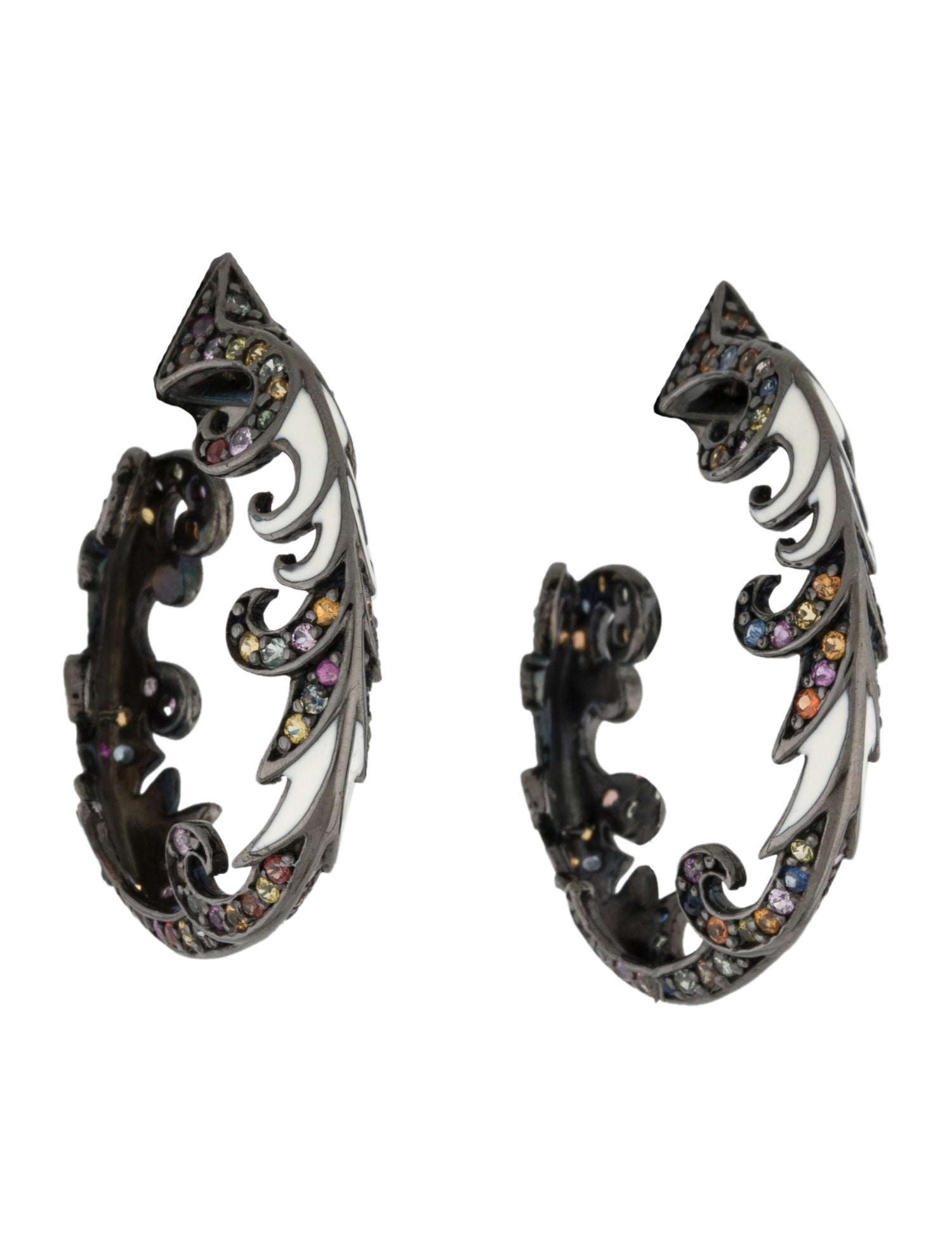 MCL by Matthew Campbell Laurenza Multi-Stone & Enamel Hoop Earrings
