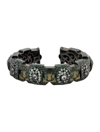 MCL by Matthew Campbell Laurenza Green Sapphire & Quartz Hinged Cuff