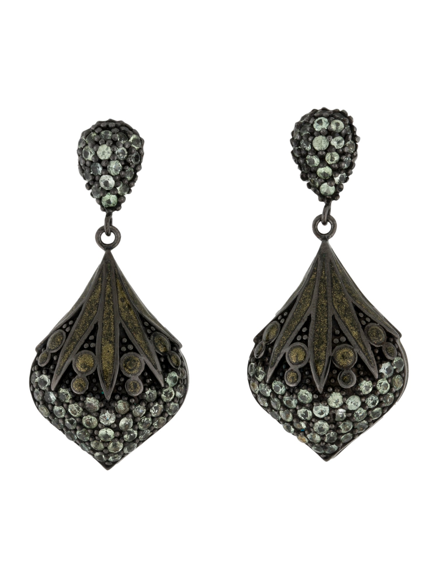 MCL by Matthew Campbell Laurenza Green Sapphire & Enamel Drop Earrings w/ Tags