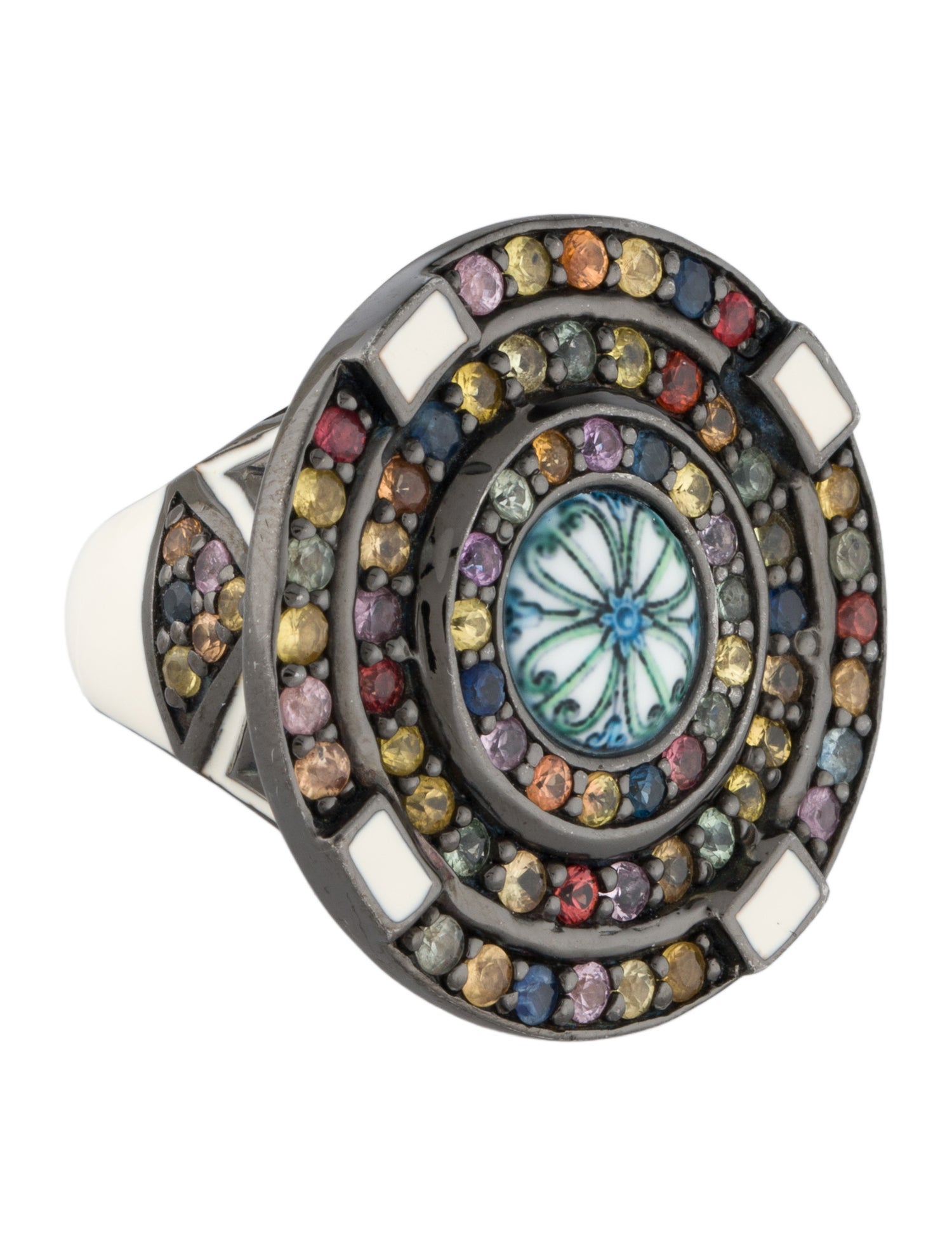 MCL by Matthew Campbell Laurenza 4.39ctw Sapphire & Enamel Cocktail Ring